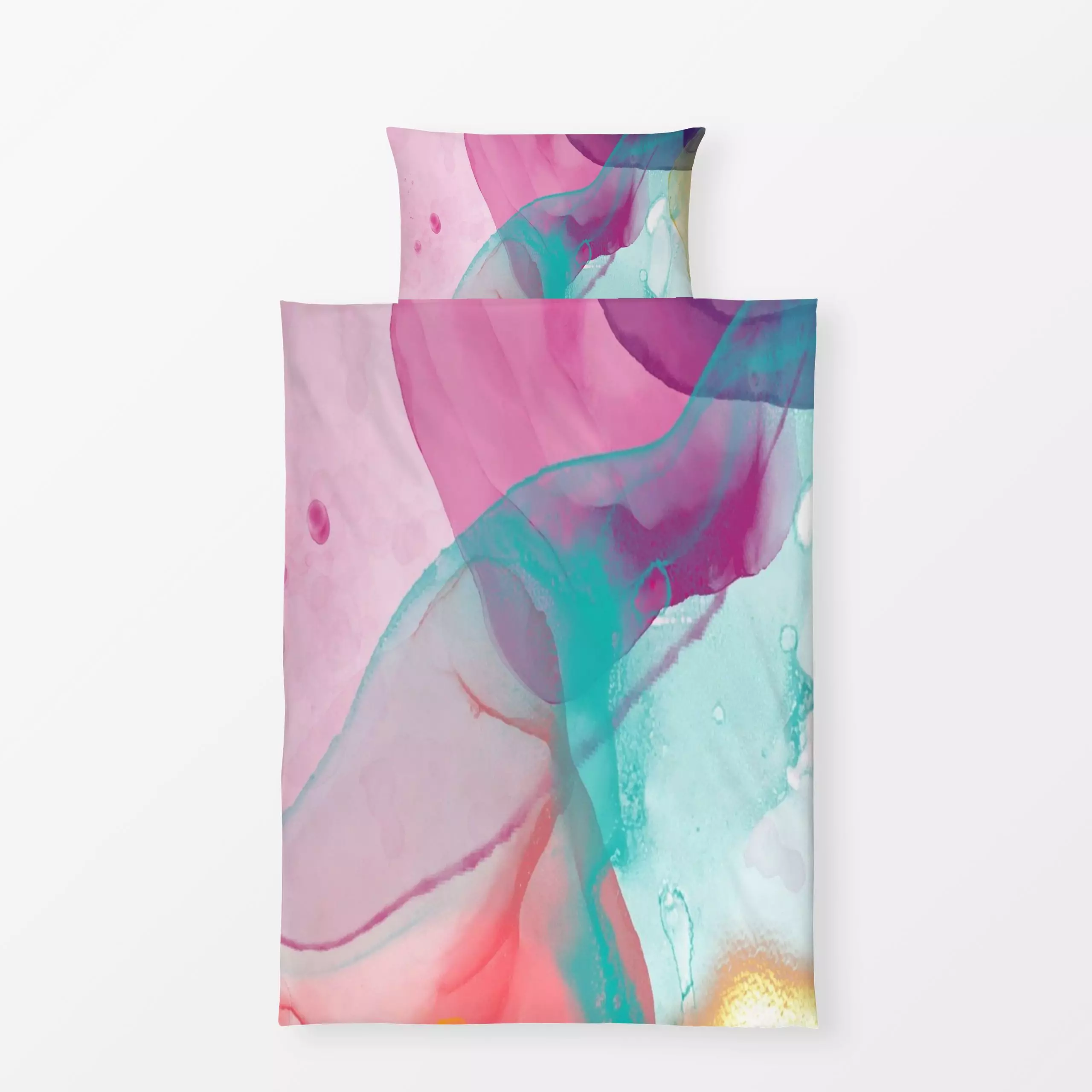 Bettwäsche Yuli - Symbole & Muster - von „duundich"; Muster, Wasserfarben, Aquarell, abstrakt, rosa, Farbverläufe, Abstrakt