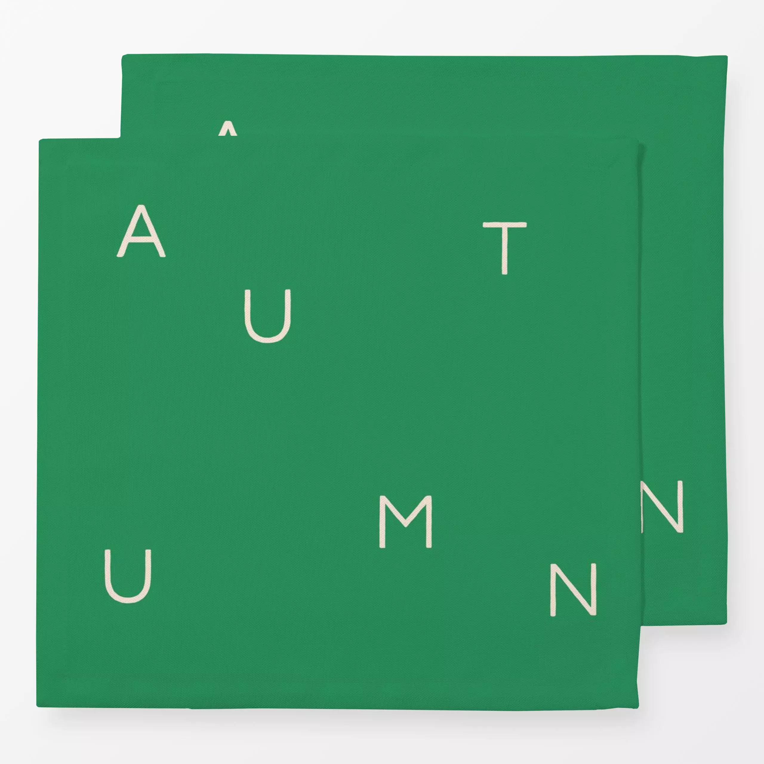 Servietten Autumn Typo grün - Herbst, Sprüche & Schriftzüge - von „Maren Gross "; minimal, Alphabet & Buchstaben, modern, gr...