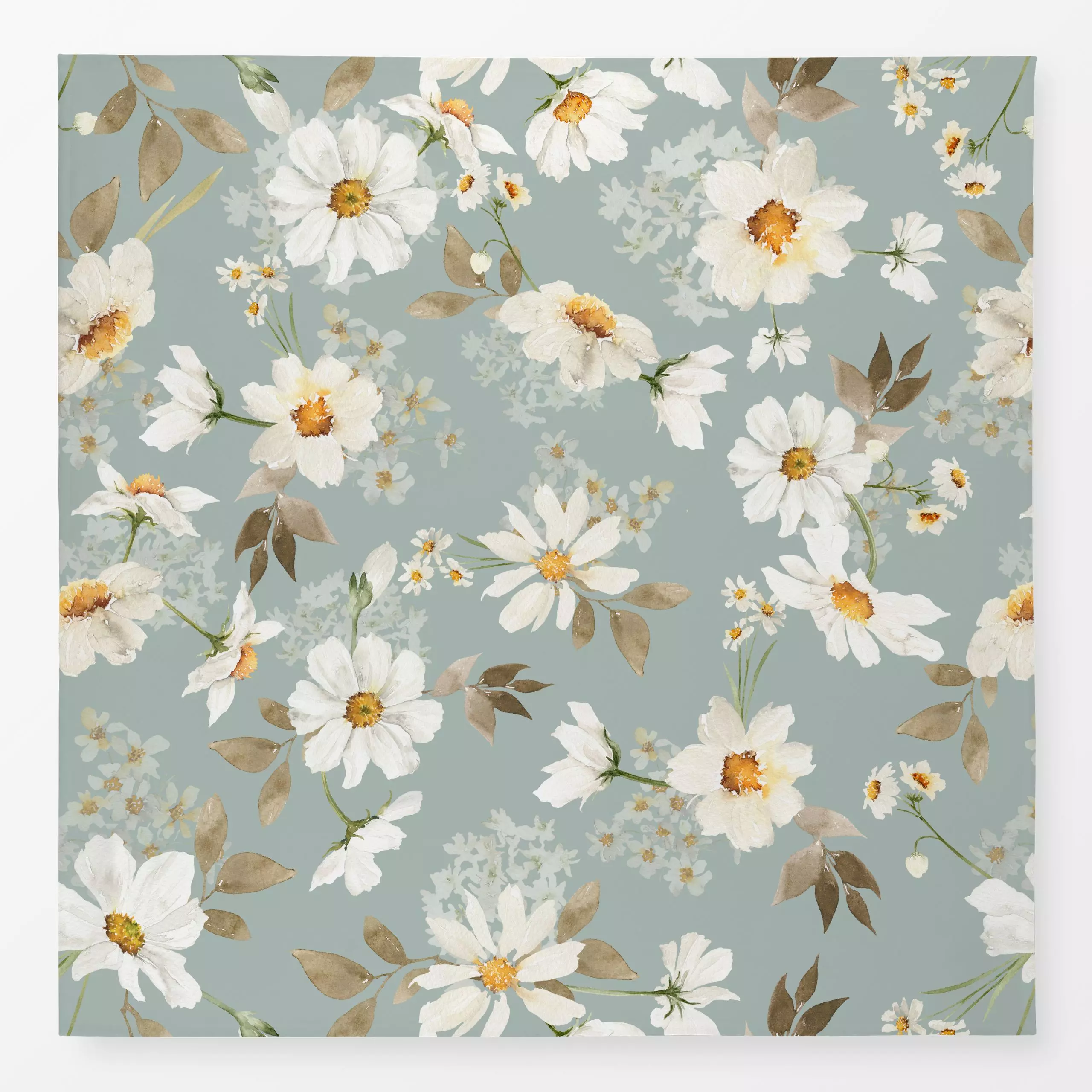 Tischdecke Streublümchen Margeriten grau - Blumen & Florales, Pflanzen & Botanik - von „Uta Naumann"; boho, Blumen, Sommerbl...