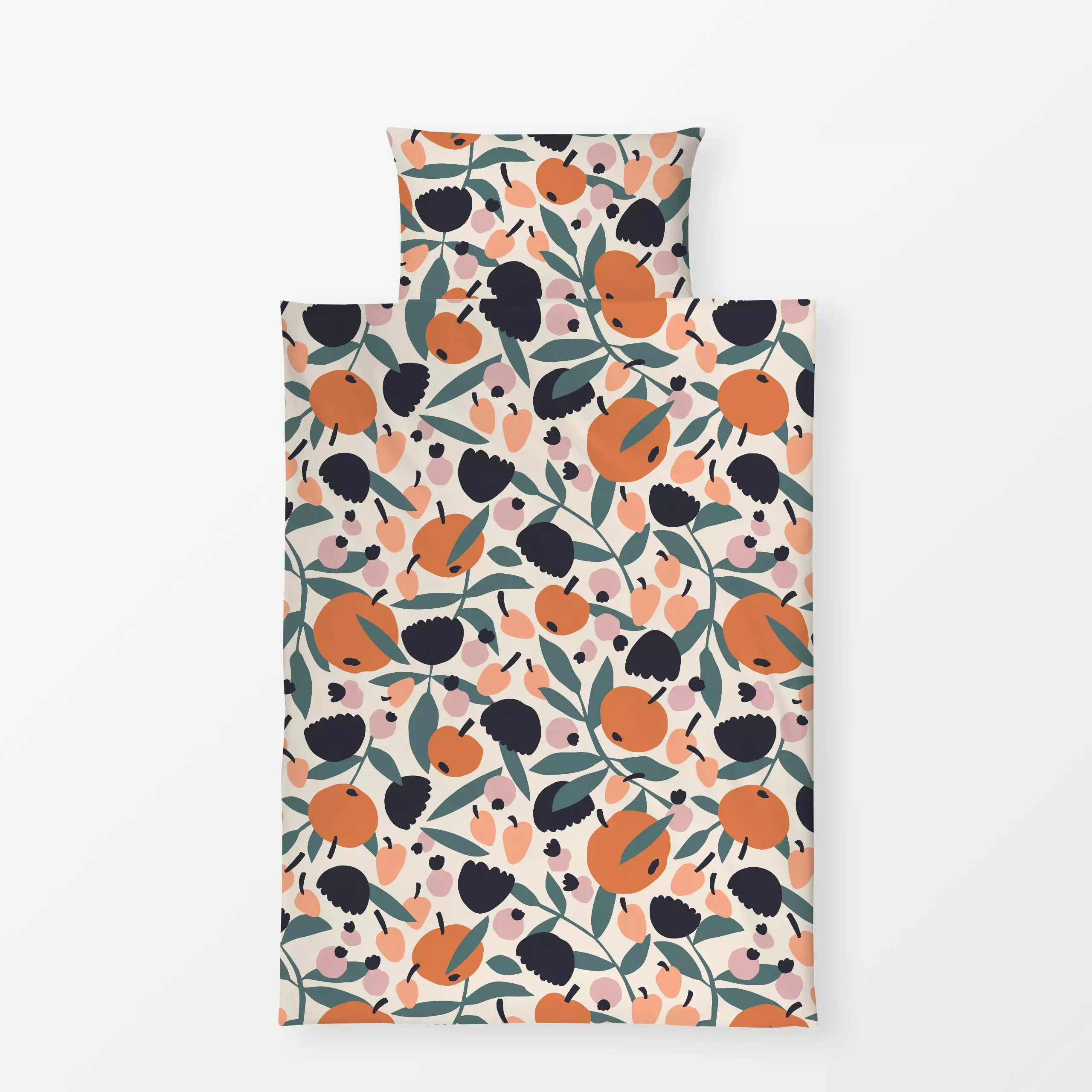 Bettwäsche forest fruits - von „Sara Maria"; Frucht, Orange, Früchte, Nordic, Nordisch, tree, Zitrusfrucht, scandinavisch, f...