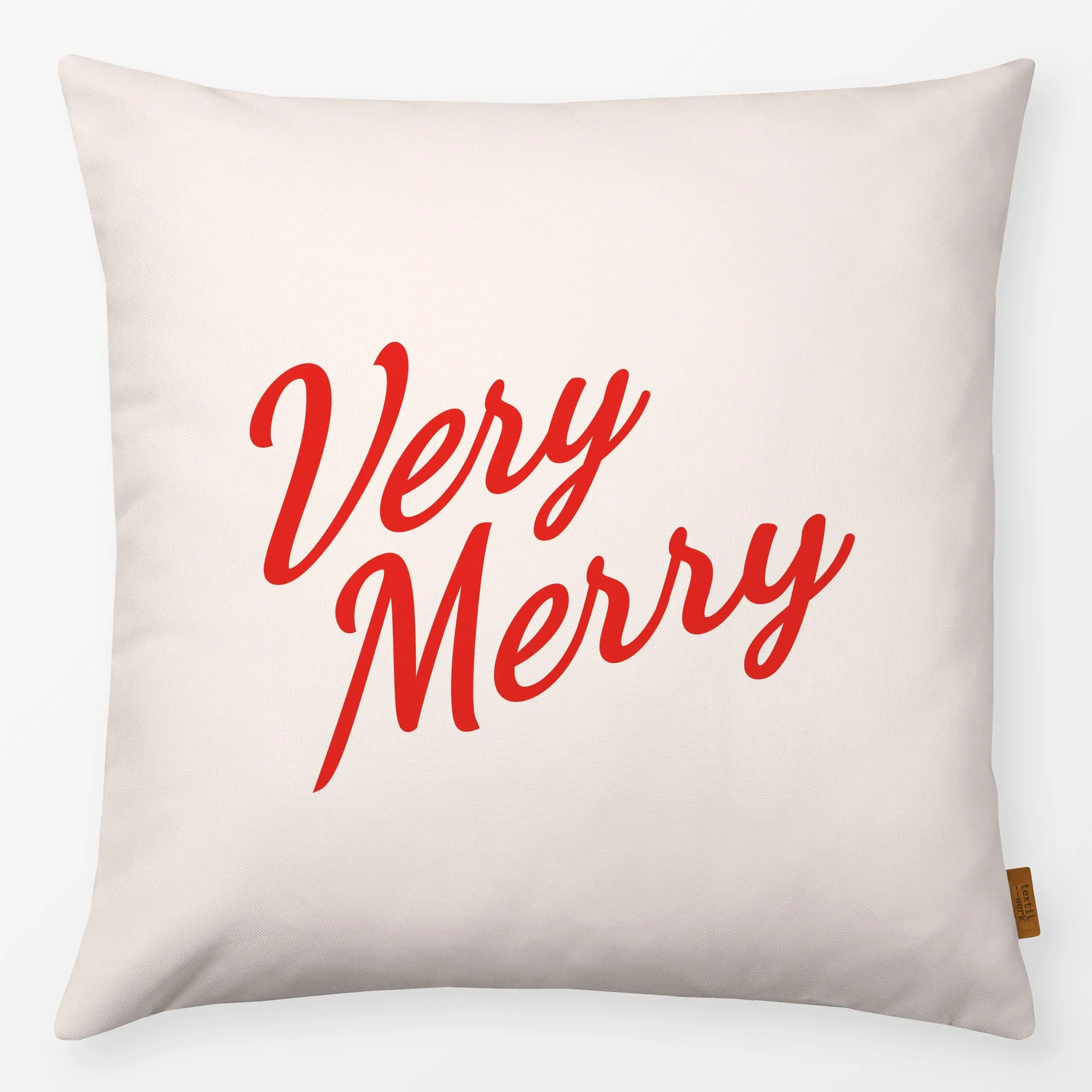 Kissen Very Merry Vanilla - Weihnachten - von „Jana Driver"; Protea, Weihnachten, beige, typografie, christmas, janadriver, ...