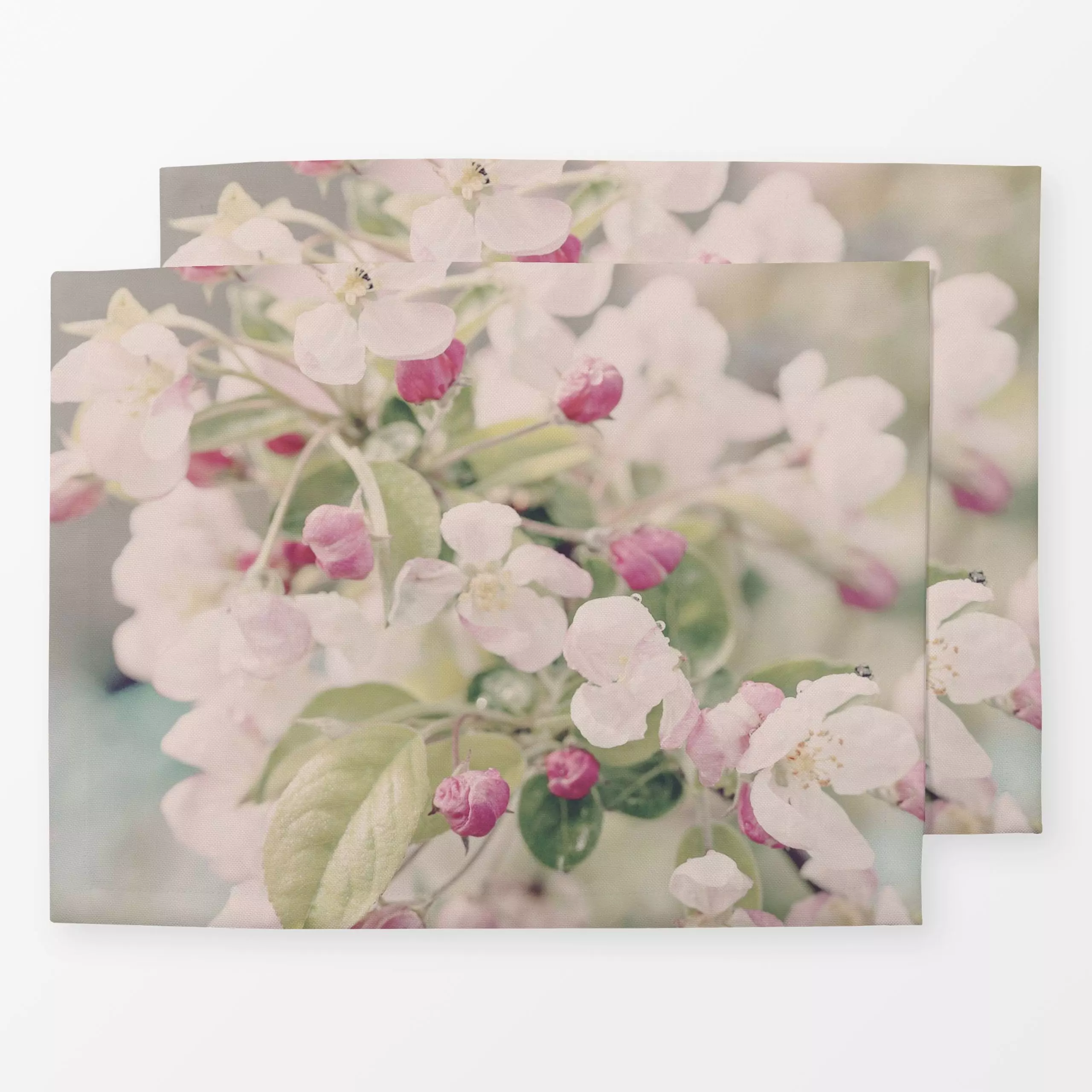 Tischset Apfelblüte - Frühling, Pflanzen & Botanik - von „Andrea Haase"; Natur, rosa, Blüten, botanik, Nostalgie, romantisch...
