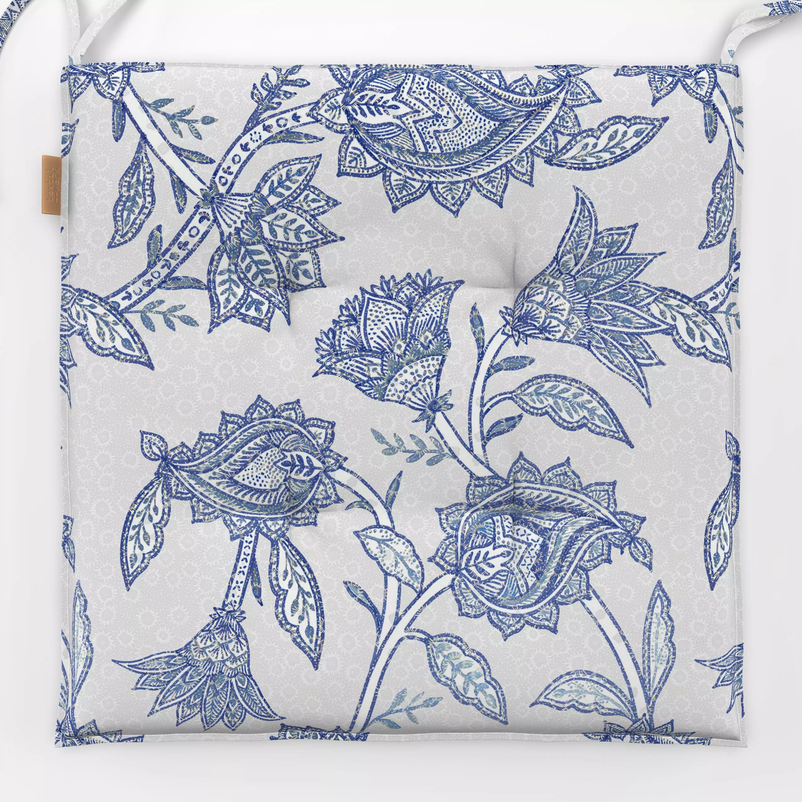 Sitzkissen Blau Retro Paisley Blumen - Blumen & Florales, Pflanzen & Botanik - von „Bloomery Decor"; Blätter, Sommerblumen, ...