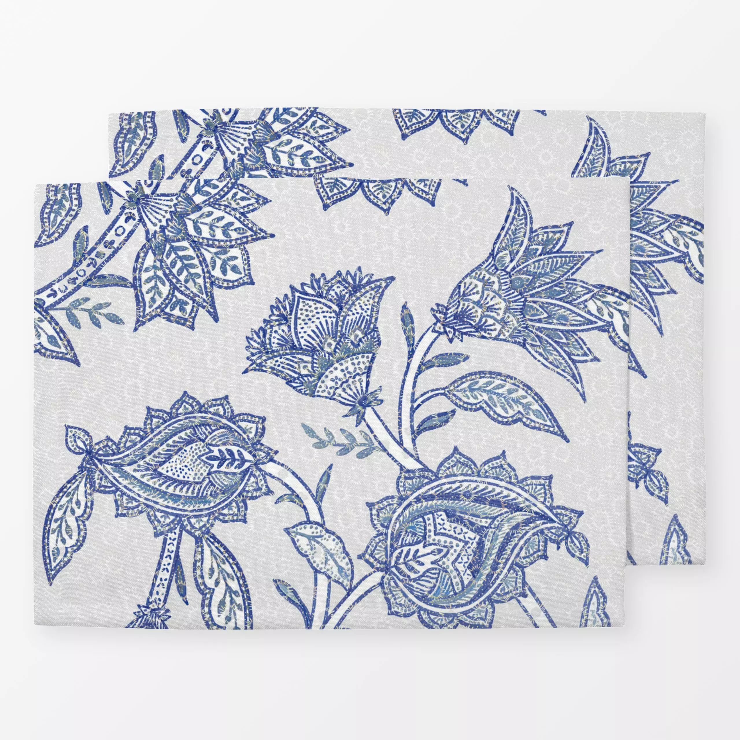 Tischset Blau Retro Paisley Blumen - Blumen & Florales, Pflanzen & Botanik - von „Bloomery Decor"; Blätter, Sommerblumen, Bo...