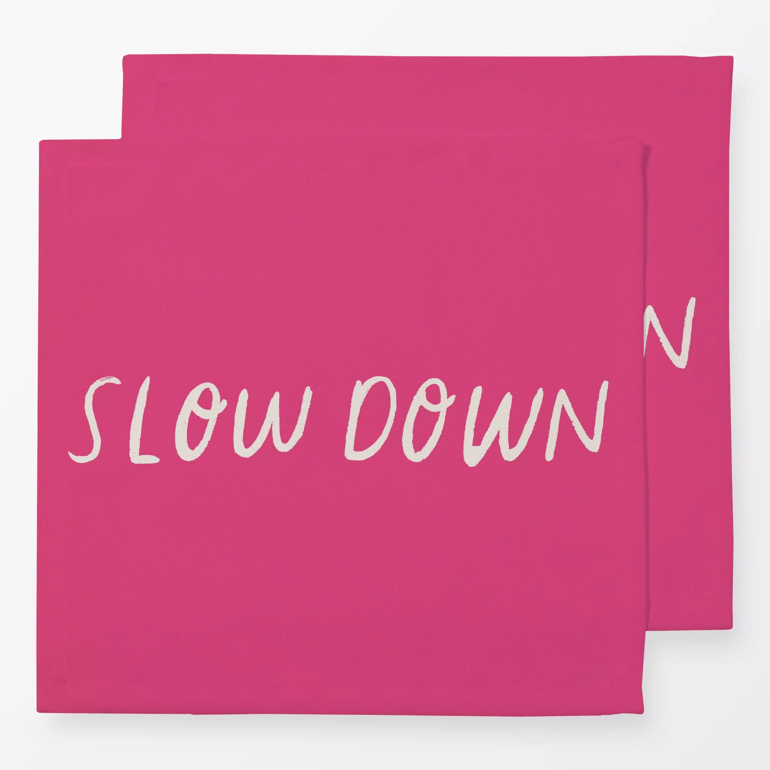Servietten Slow Down pink - Frühling, Sommer, Sprüche & Schriftzüge - von „Studio Kesse"; Hygge, Sommer, typografie, Spruchk...
