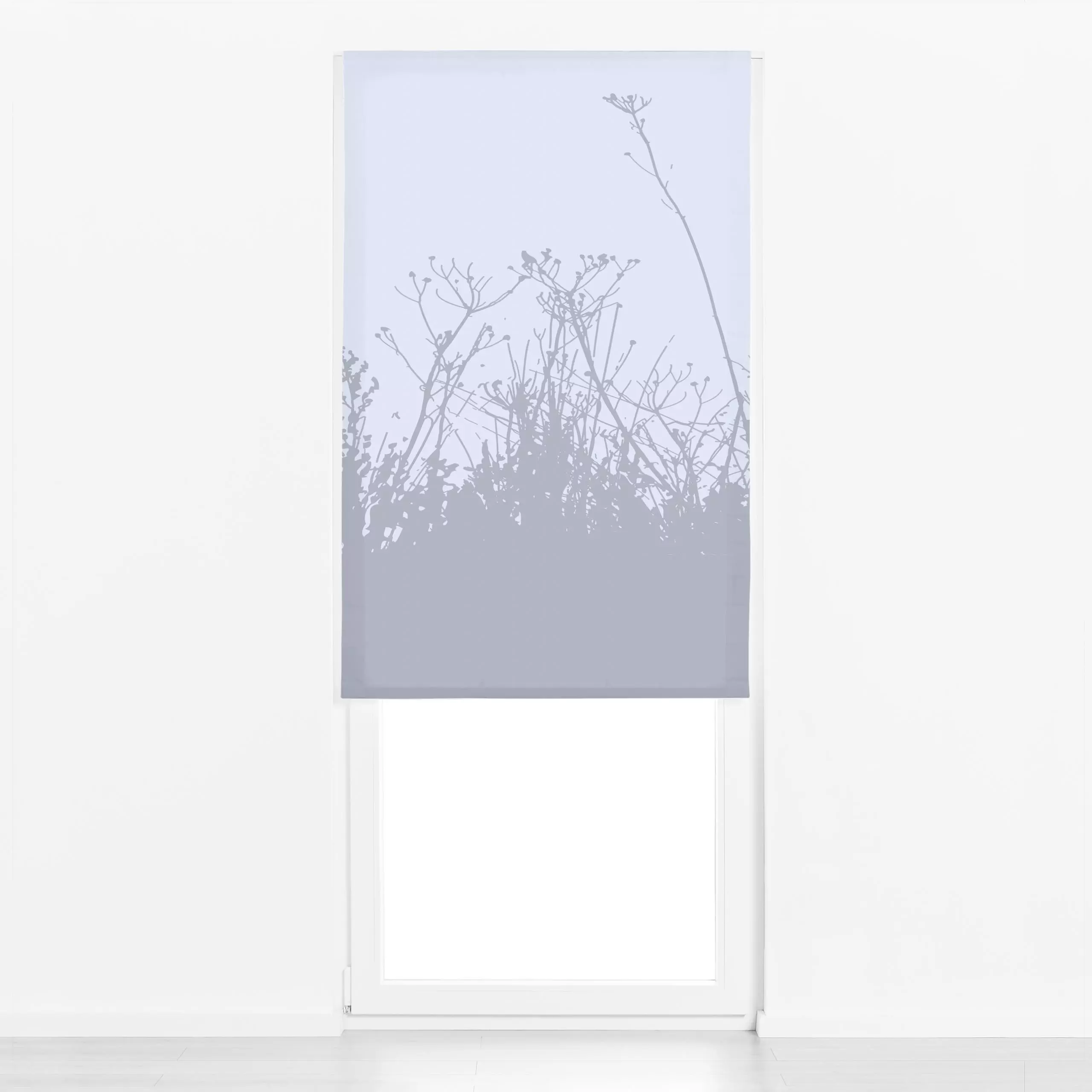 Raffrollo Wildblumen - Blumen & Florales, Natur & Landschaft - von „Andrea Haase"; Natur, Blaugrau, grau, Blüten, Wildblumen...