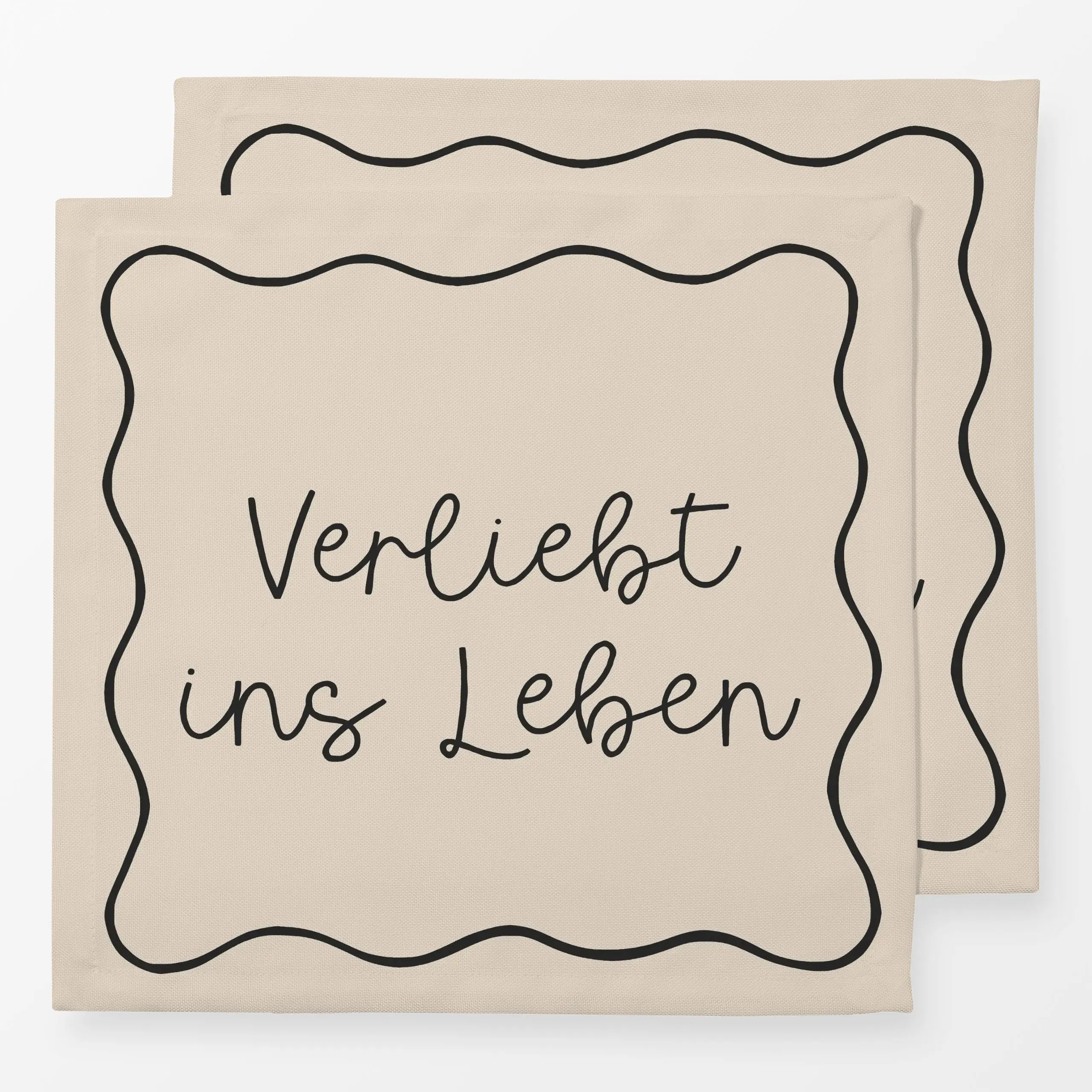 Servietten Verliebt ins Leben offwhite - Frühling, Sprüche & Schriftzüge, Ostern - von „Studio Kesse"; Ostern, Liebe, typogr...