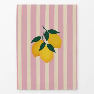 Geschirrtücher Zitronen auf Streifen Rosa