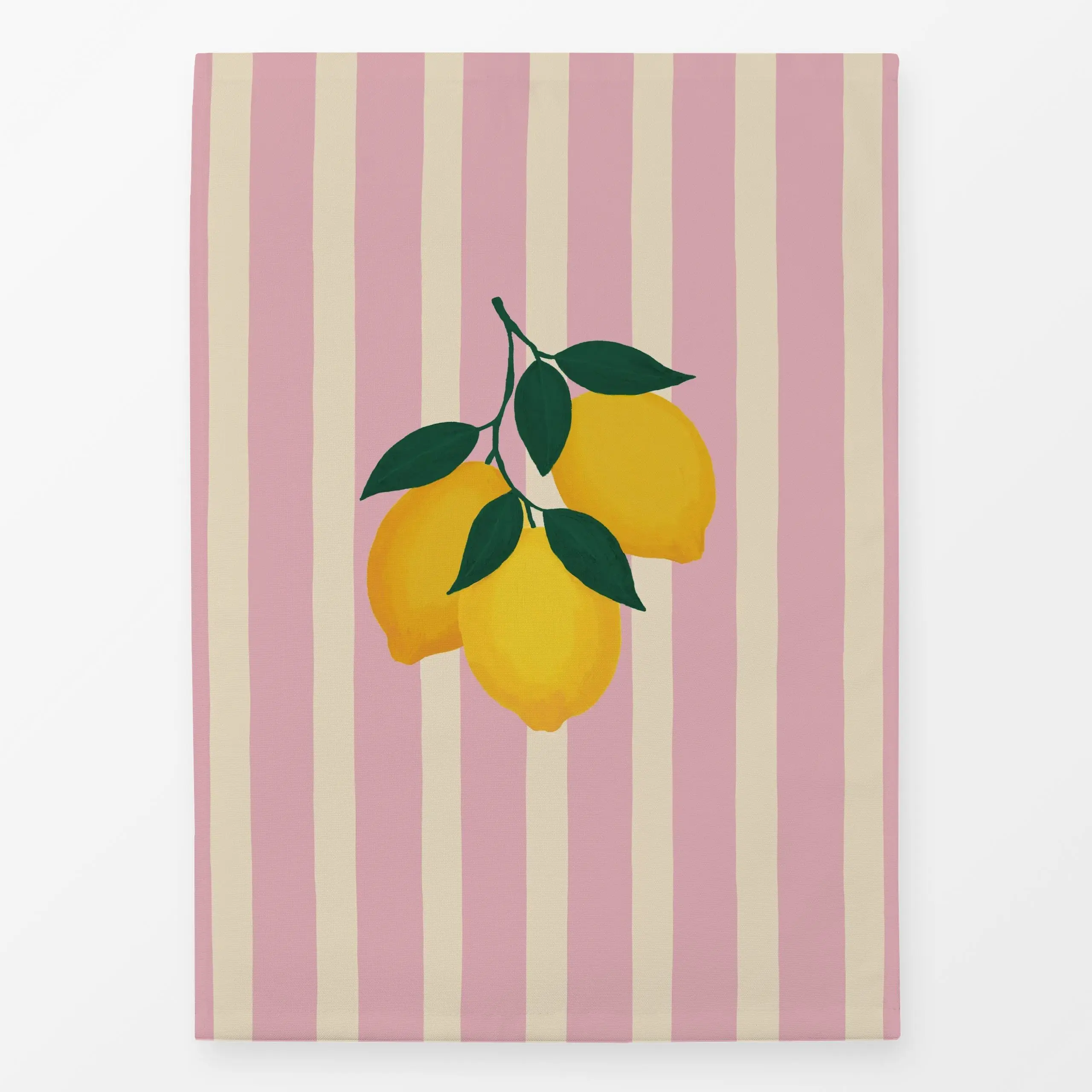 Geschirrtücher Zitronen auf Streifen Rosa - Sommer, Küche, Essen & Trinken, Früchte - von „Studio Kesse"; Sommer, Zitronen, ...