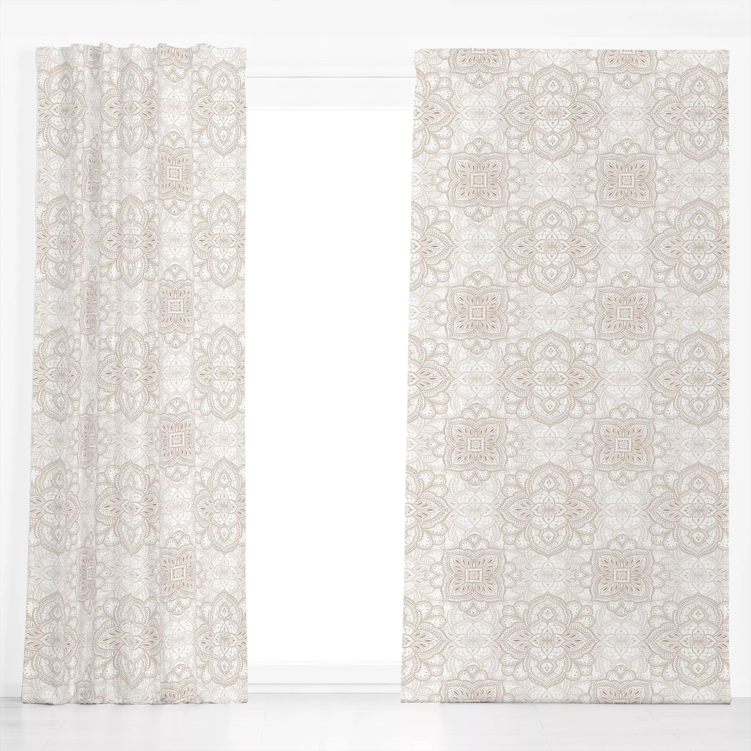 Dekovorhang Beige boho Marrakesh Fliese 2 - Symbole & Muster, Retro & Vintage - von „Bloomery Decor"; marrakesch, boho, Geom...