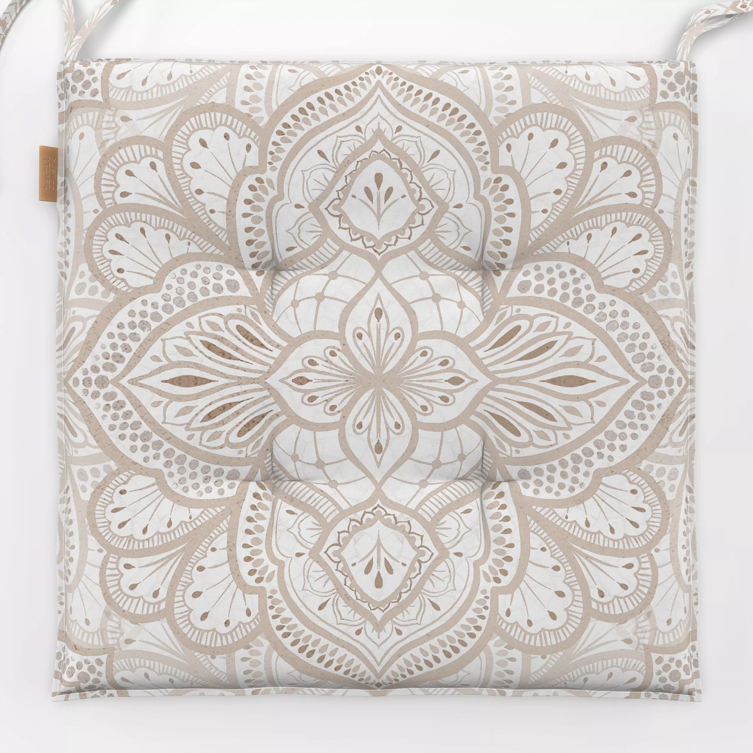 Sitzkissen Beige boho Marrakesh Fliese 2 - Symbole & Muster, Retro & Vintage - von „Bloomery Decor"; marrakesch, boho, Geome...