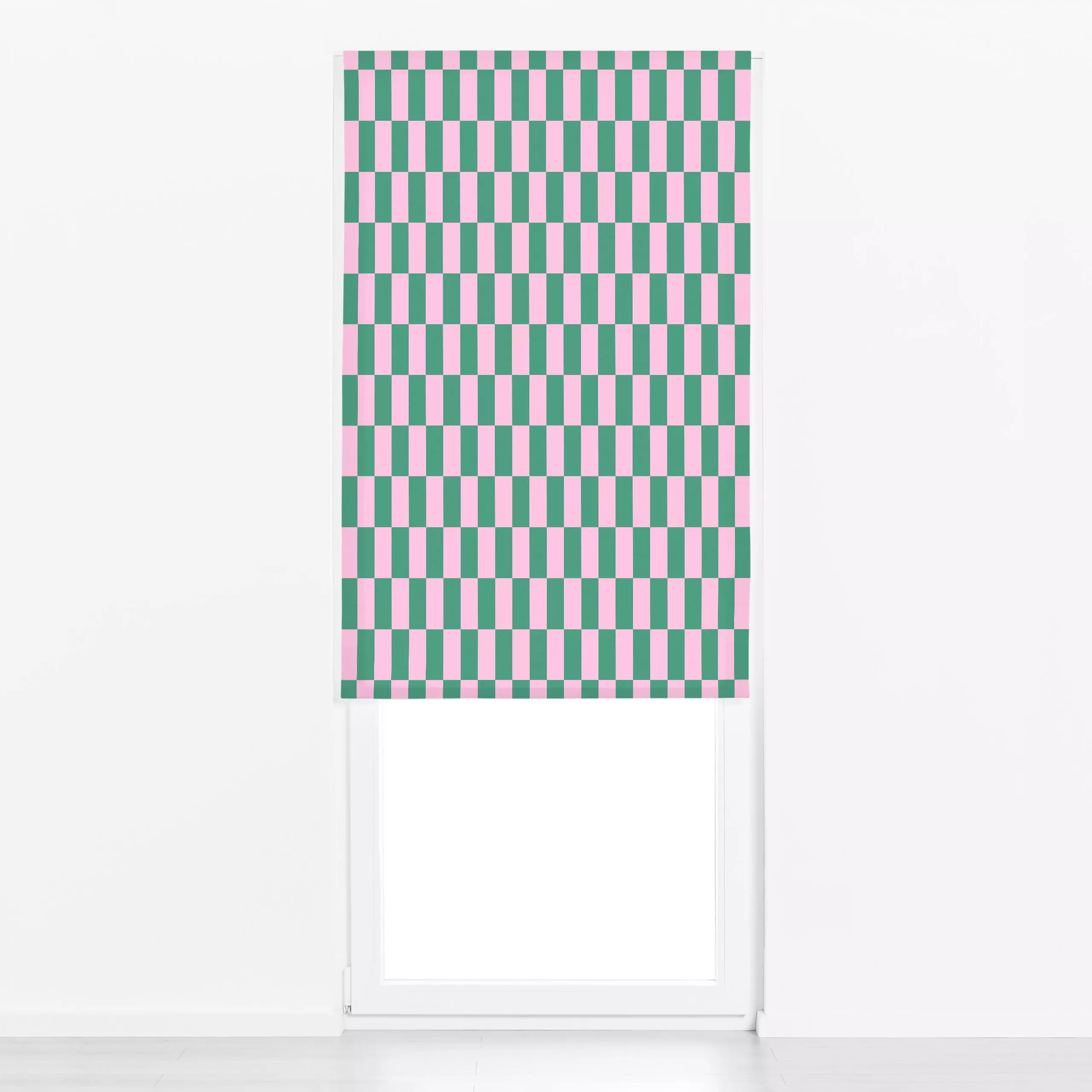 Raffrollo Color Blocks rosa minzgrün - Symbole & Muster - von „Julia Schumacher"; Karo, mint, Karos, kariert, colorful, juli...