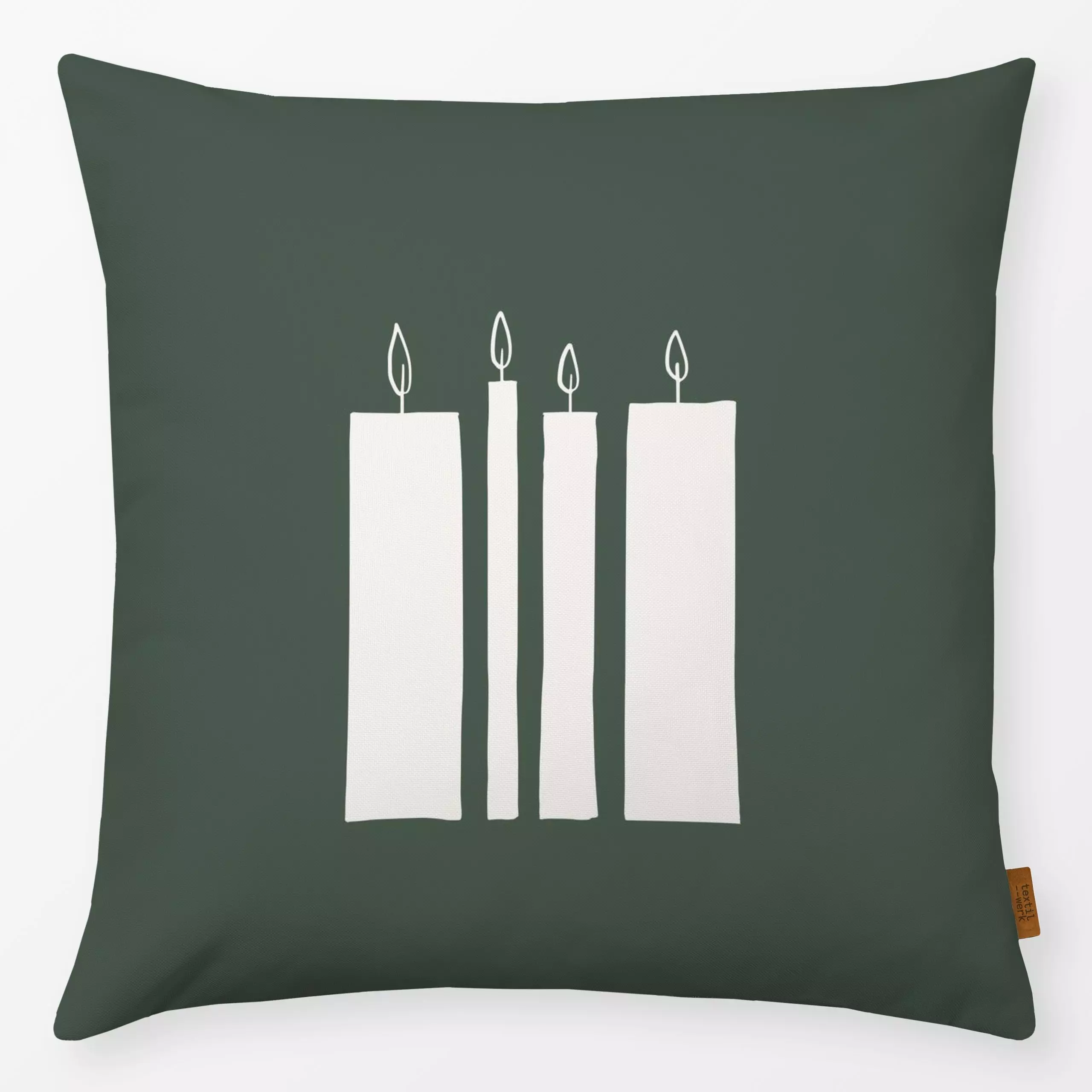 Kissen Kerzen Advent Grün Beige - Weihnachten, Anlässe - von „Kruth Design"; Weihnachten, weihnachtlich, Weihnachtsdeko, kla...