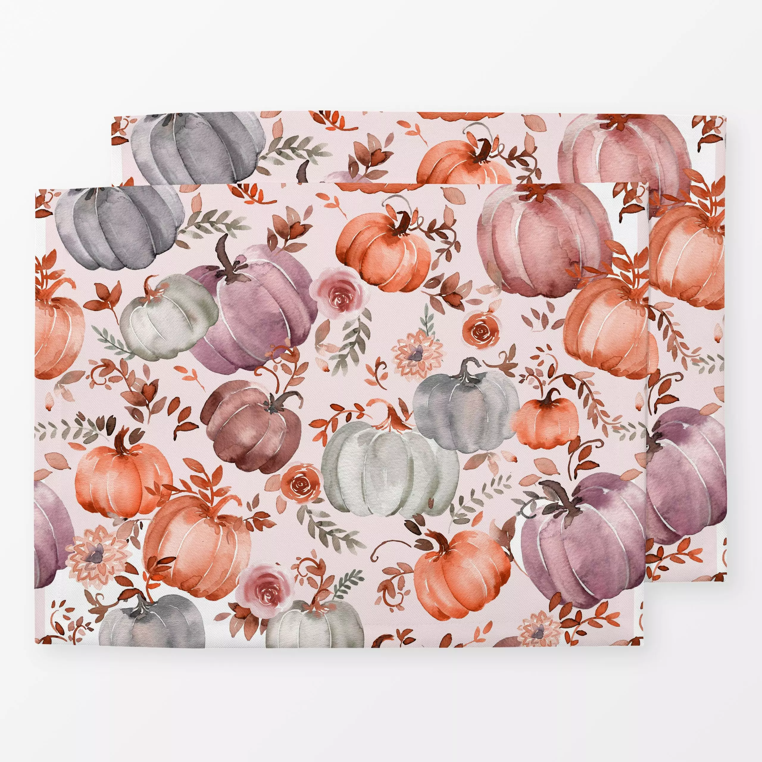 Tischset Pumpkins Floral Orange Fall - Herbst, Retro & Vintage - von „Ninola Design "; Orange, Cozy, terracotta, Herbst, Her...