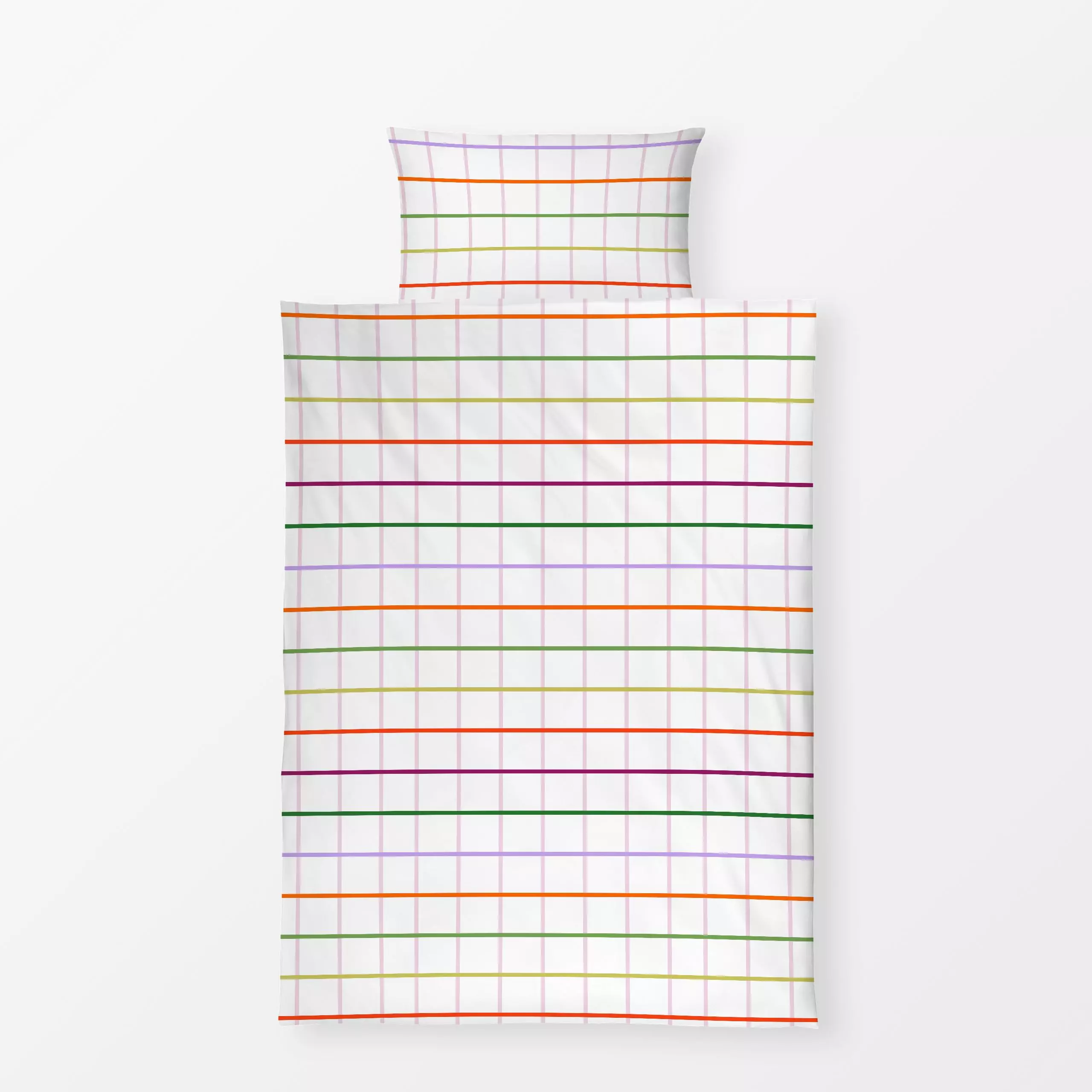 Bettwäsche Farmers Grid - Symbole & Muster - von „Lisa Jasmin Bauer"; grid, rainbow, colorful