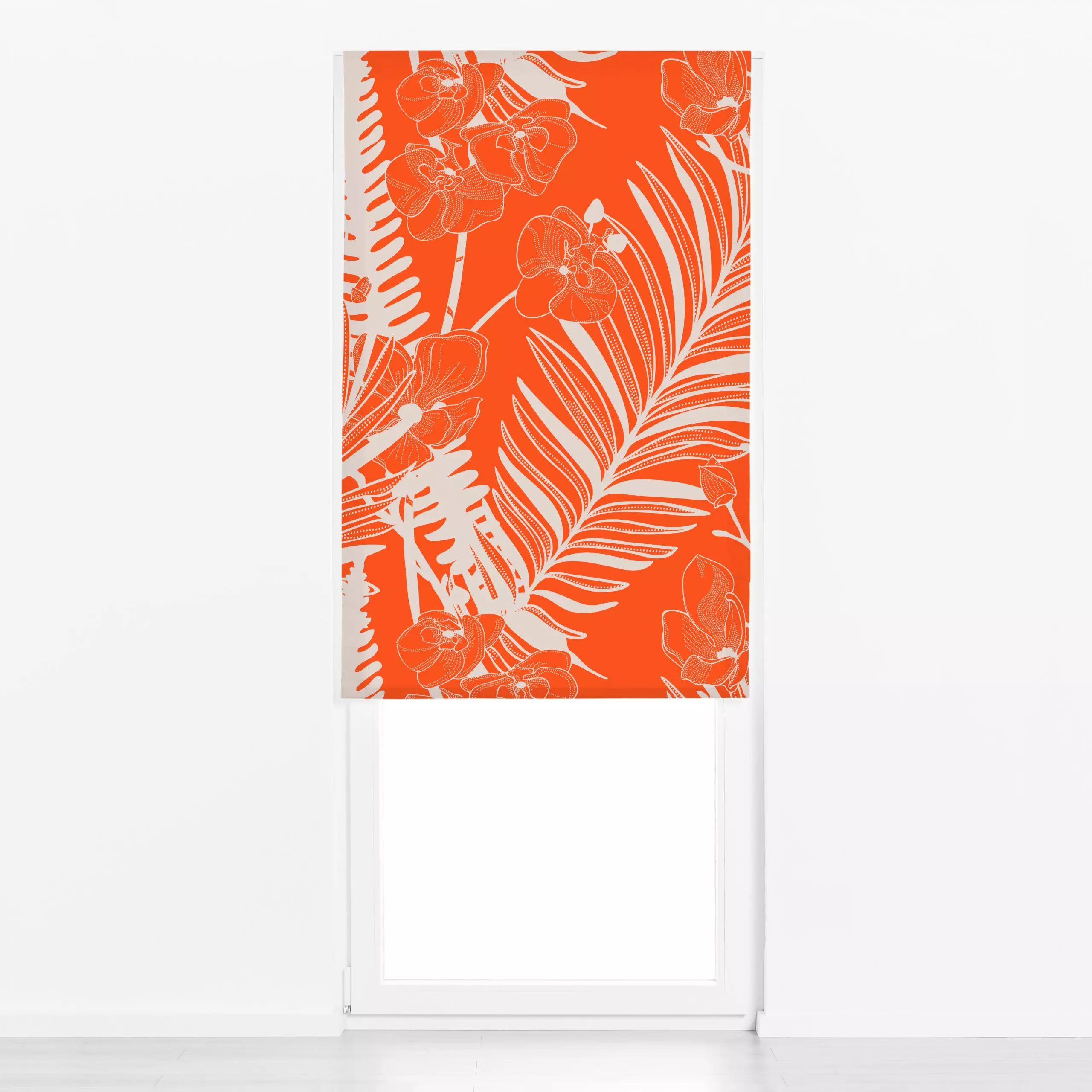 Raffrollo Hot Summer Days 4 - Blumen & Florales, Sommer - von „Uta Naumann"; boho, Blumen, tropisch, Palmenwedel, exotisch, ...