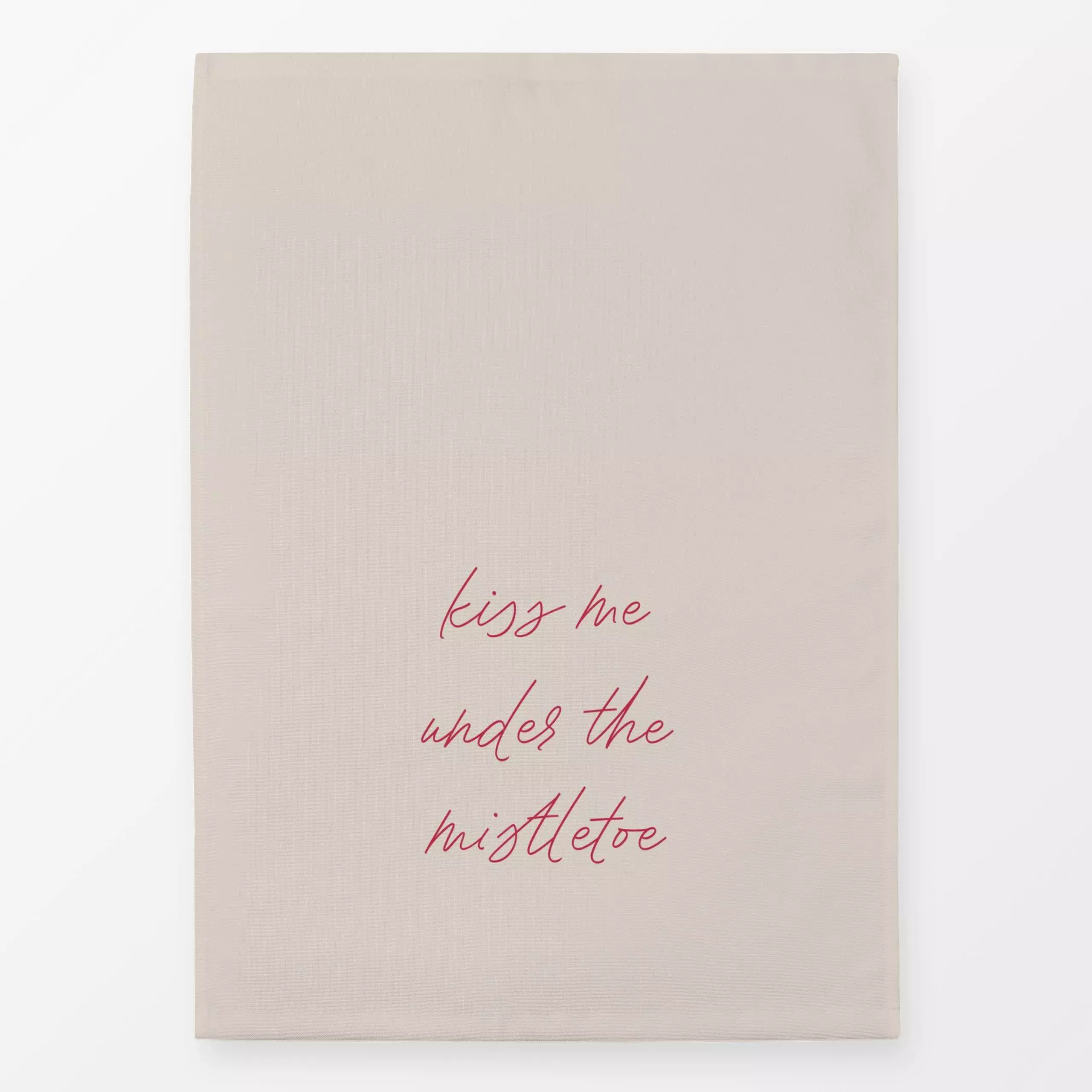 Geschirrtücher Mistletoe Kollektion Kiss Rot - Sprüche & Schriftzüge, Weihnachten, Winter - von „Studio ROSAGRAU"; Weihnacht...