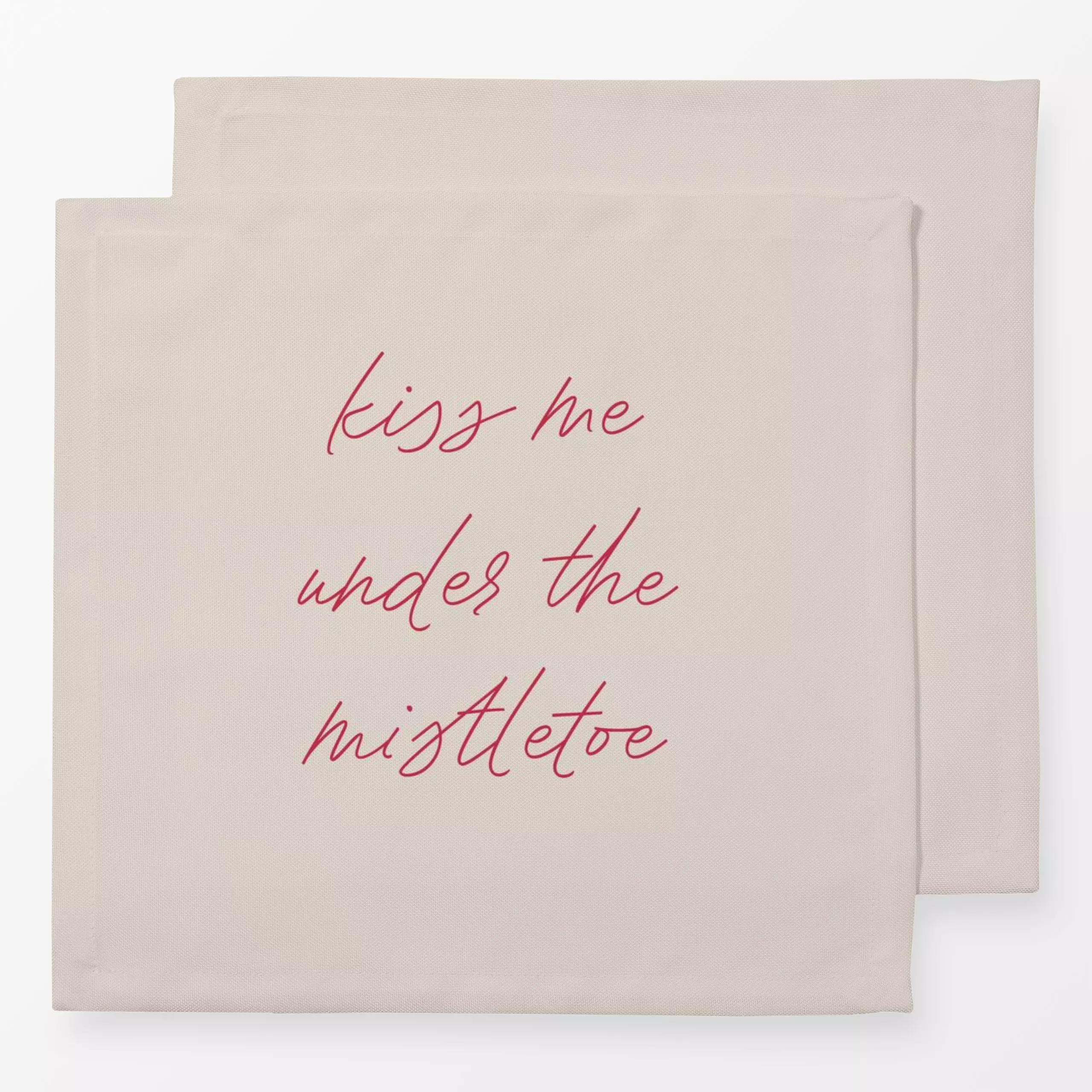 Servietten Mistletoe Kollektion Kiss Rot - Sprüche & Schriftzüge, Weihnachten, Winter - von „Studio ROSAGRAU"; Weihnachten, ...
