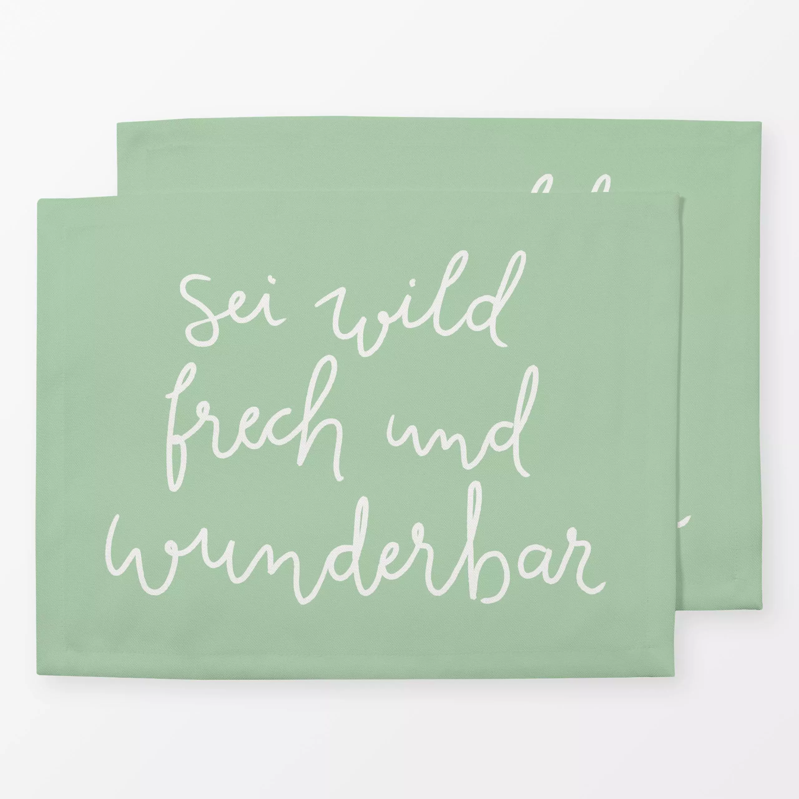 Tischset wild frech wunderbar grün - Sprüche & Schriftzüge, Anlässe - von „Studio Kesse"; Frauenpower, Geburt & Baby, Kinder...