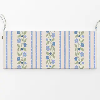 Bankauflage Blumen und Spitze Weiss Blau