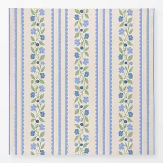 Tischdecke Blumen und Spitze Weiss Blau