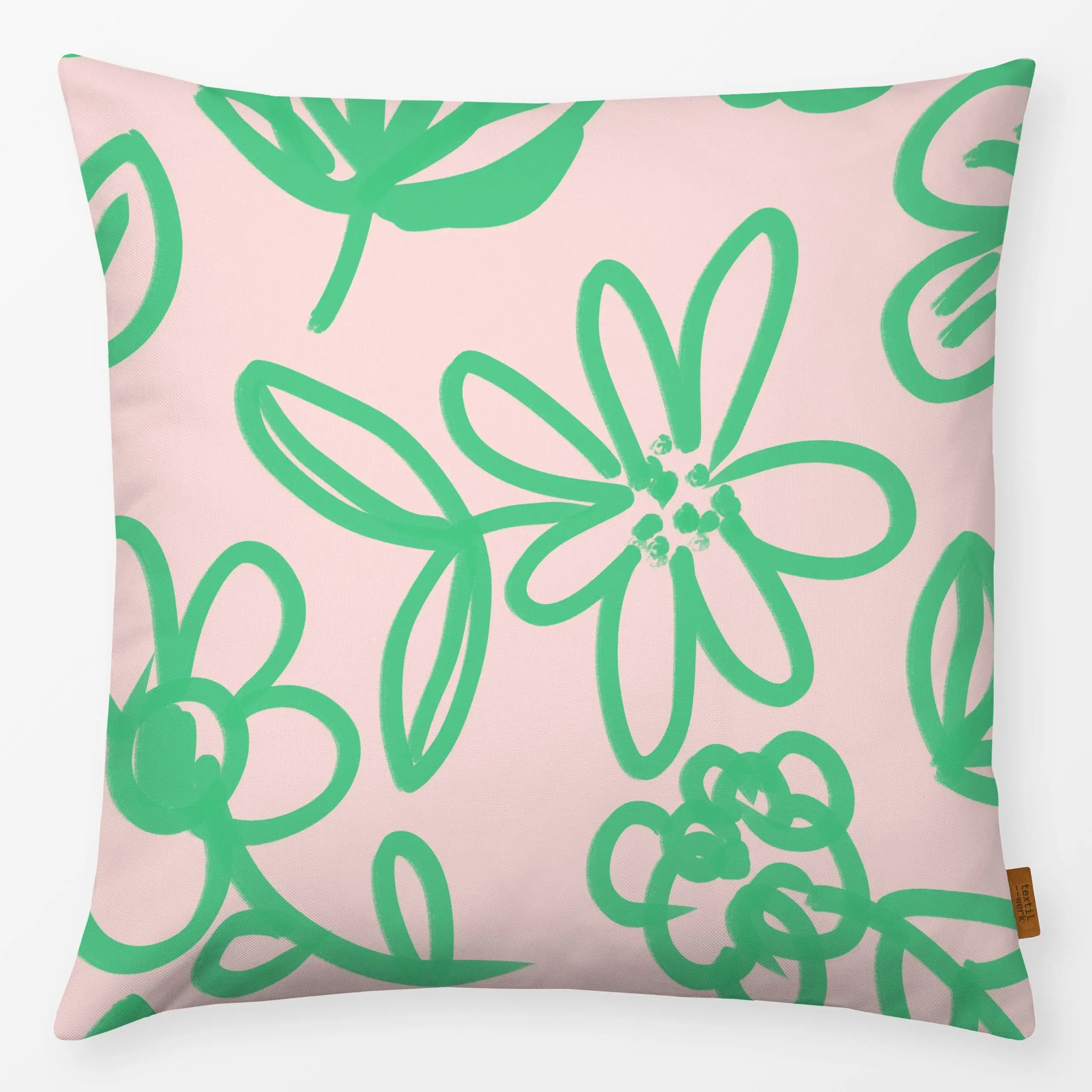 Kissen Blumen rosa grün - Blumen & Florales, Frühling, Sommer - von „lena marie design"; Illustration, abstrakt, Blumen, Som...