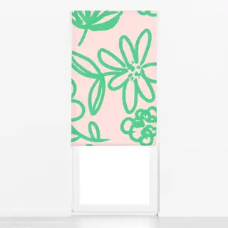 Raffrollo Blumen rosa grün