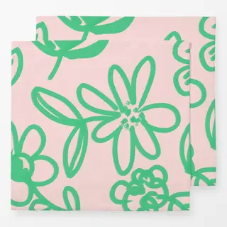Servietten Blumen rosa grün