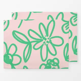 Tischset Blumen rosa grün