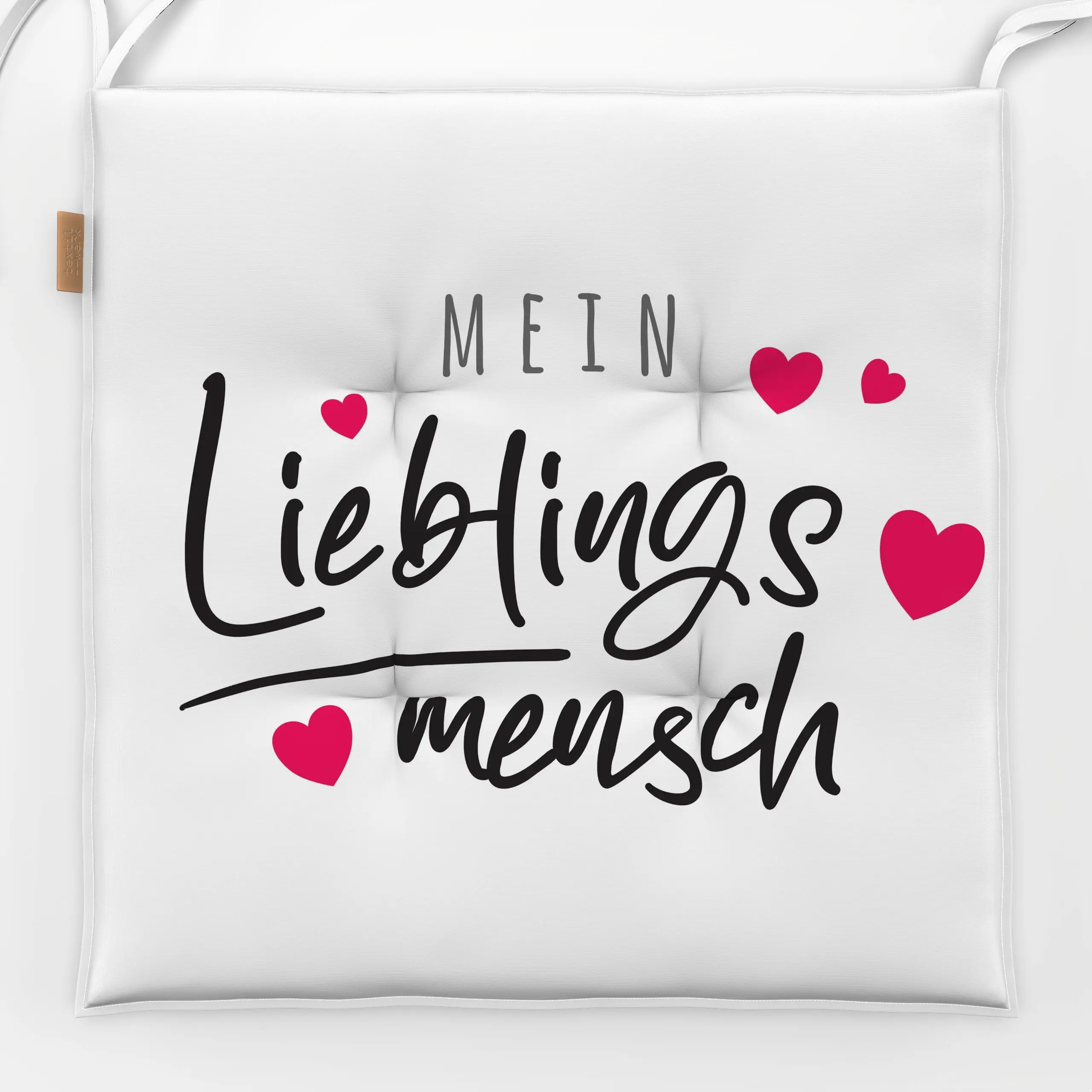 Sitzkissen Mein Lieblingsmensch - Liebe, Romantik & Pride - von „Heyduda"; Herzen, Valentinstag, Liebe, Geschenk, verliebt, ...