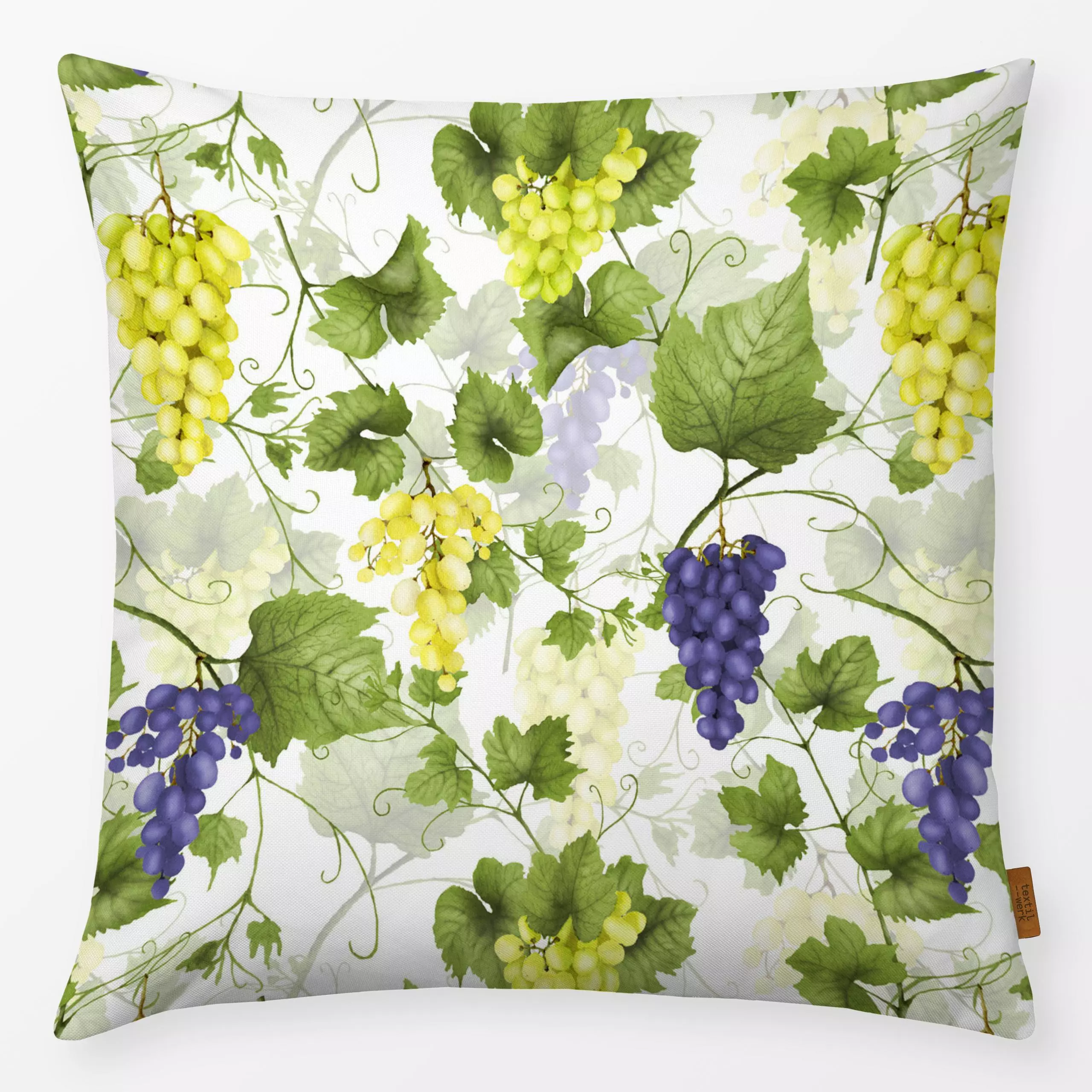 Kissen Eine gute Ernte - Wein - Herbst - von „Uta Naumann"; Obst, boho, Wasserfarben, Blätter, Beeren, Wein, Hygge, floral, ...