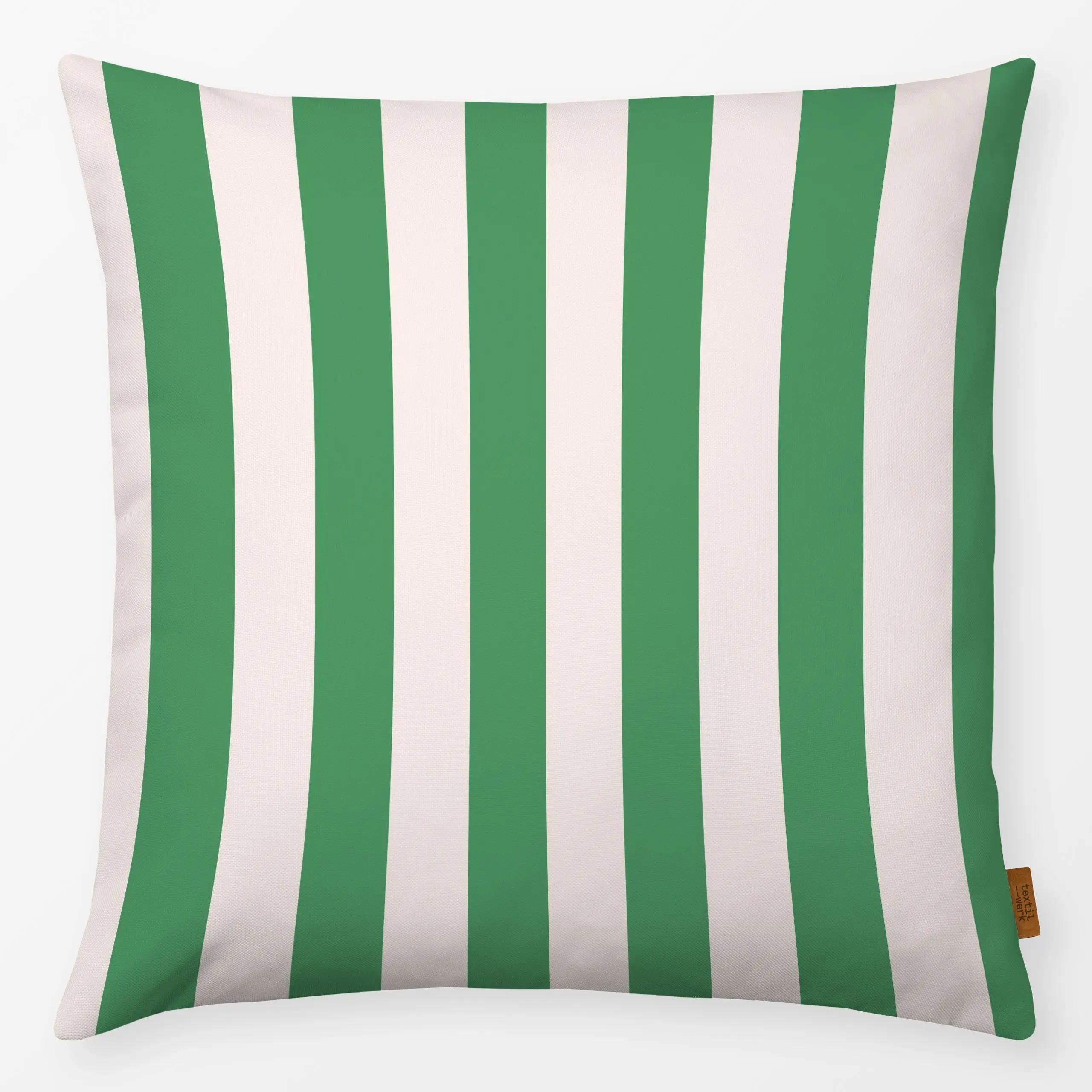 Kissen Gestreift Grün und Beige - Symbole & Muster - von „Jana Moßmann"; Streifen, Paris, summer, pattern, stripes, gestreif...