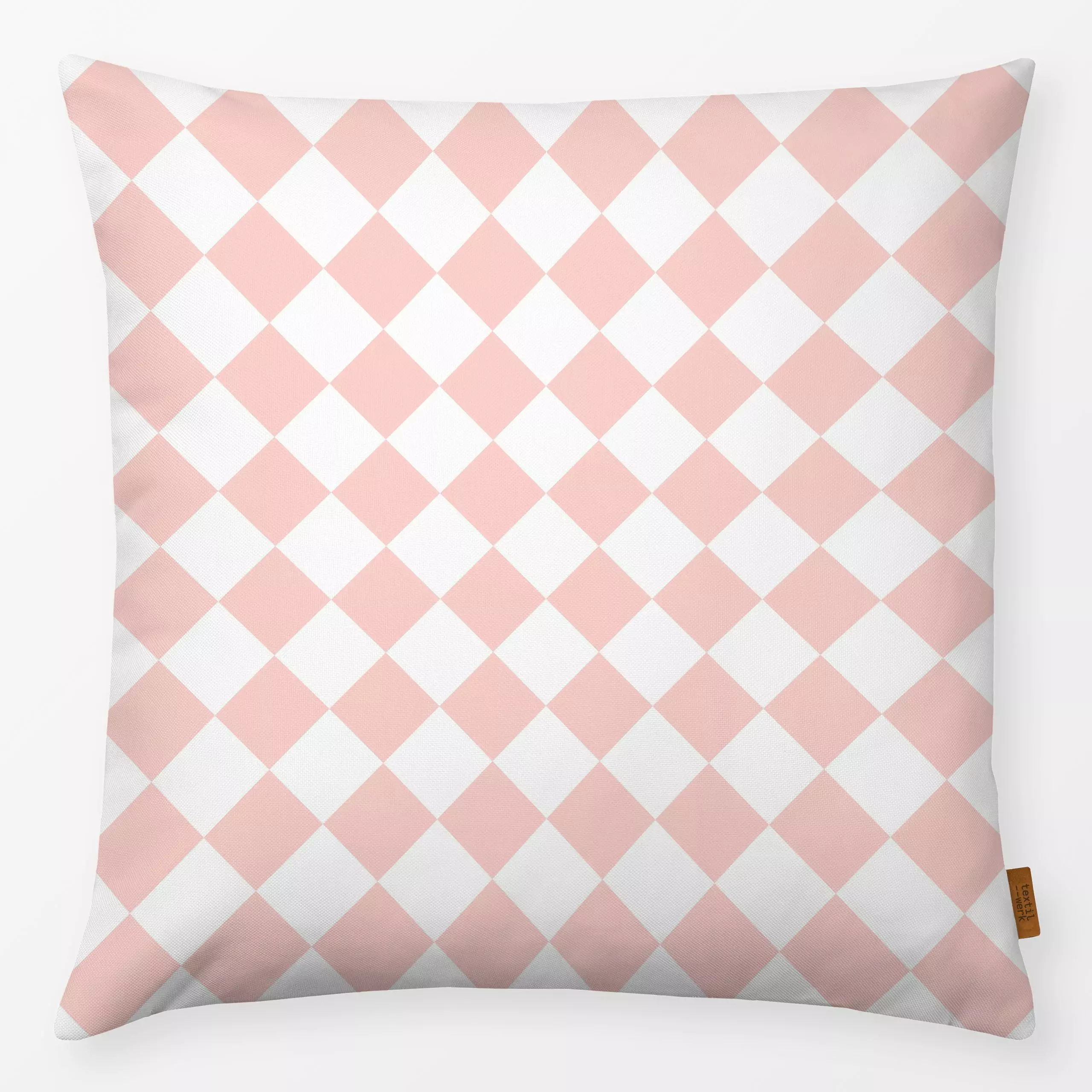 Kissen Diamond Checker rose - Weihnachten, Symbole & Muster - von „Lisa Jasmin Bauer"; Weihnachten, Raute, weihnachtlich, sk...