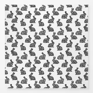 Tischdecke Damask Bunnies Black White