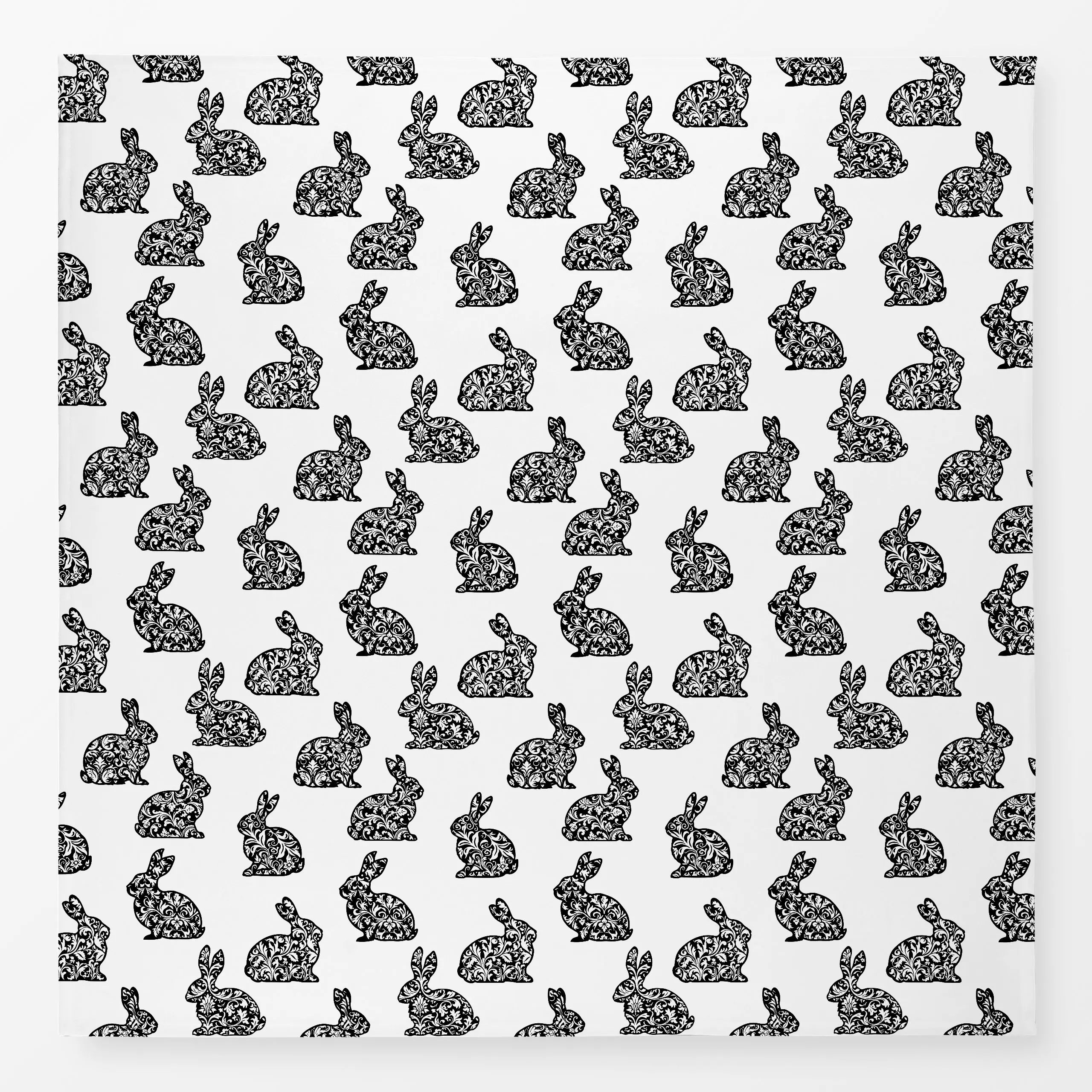 Tischdecke Damask Bunnies Black White, Tiere, Frühling, von Andrea Haase