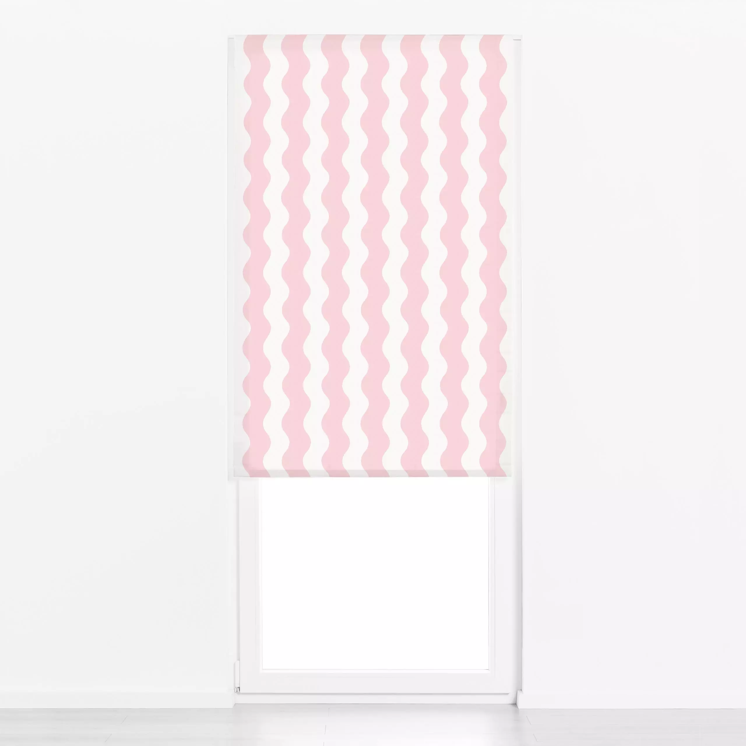 Raffrollo Große Wellen rosa weiß - Symbole & Muster - von „Studio Kesse“; Kinder, Streifen, Geburt & Baby, Kinderzimmer, wel...