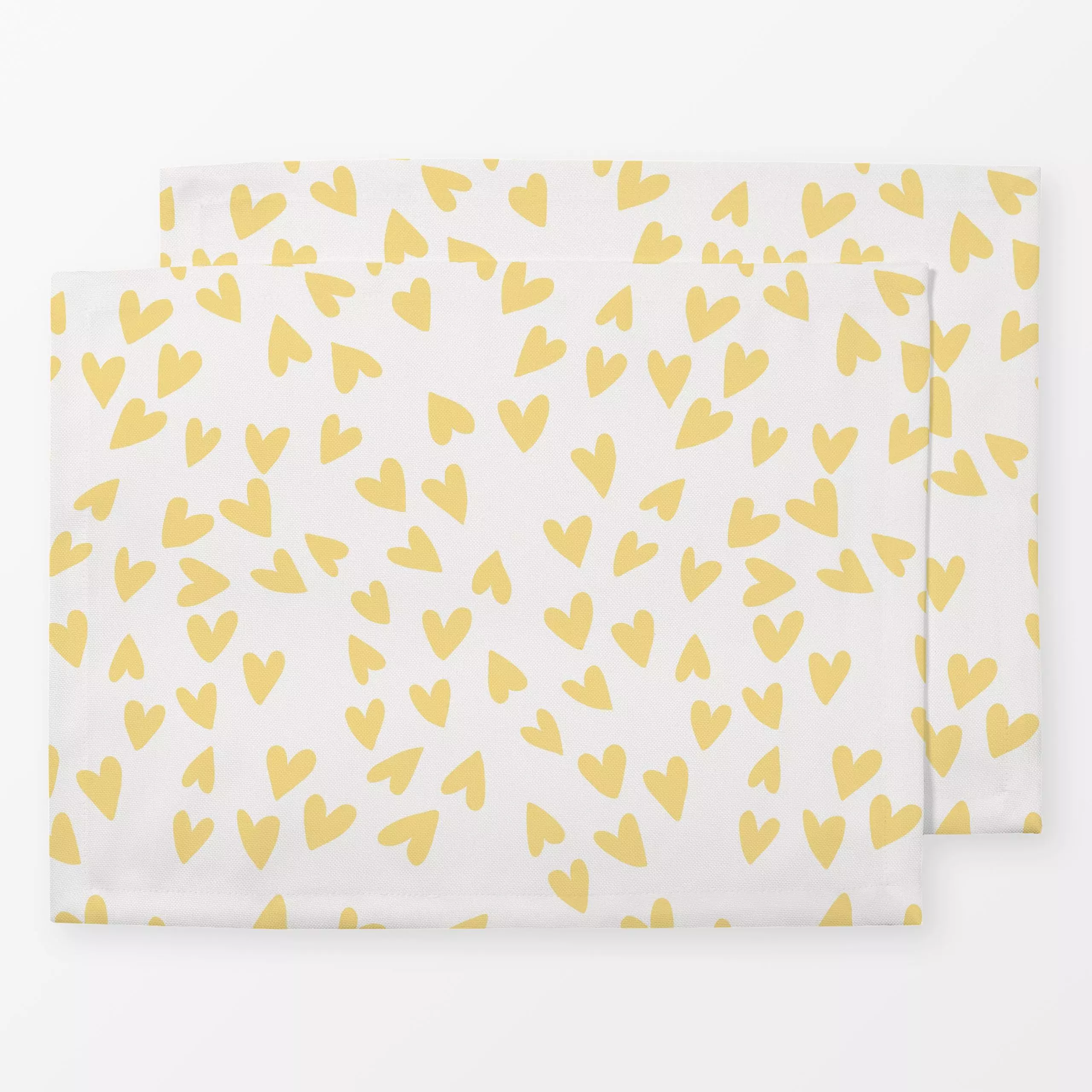 Tischset Wilde Herzen gelb weiß - Liebe, Romantik & Pride, Symbole & Muster, Anlässe - von „Studio Kesse"; Kinder, Love, Her...