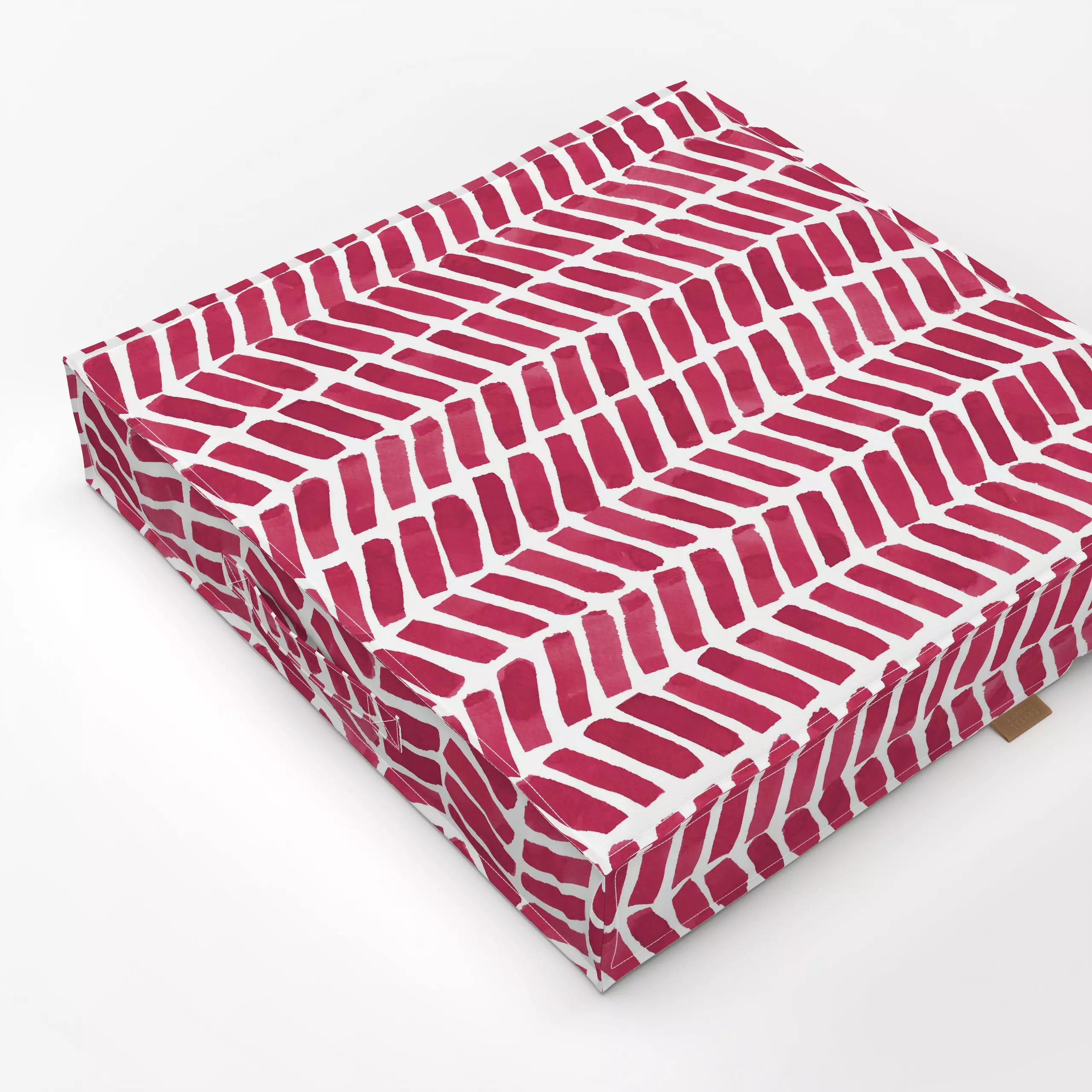 Bodenkissen Chevron Aquarell Viva Magenta - Sommer, Symbole & Muster - von „Mareen Heinz"; Aquarell, Sommer, Zickzack, Chevr...