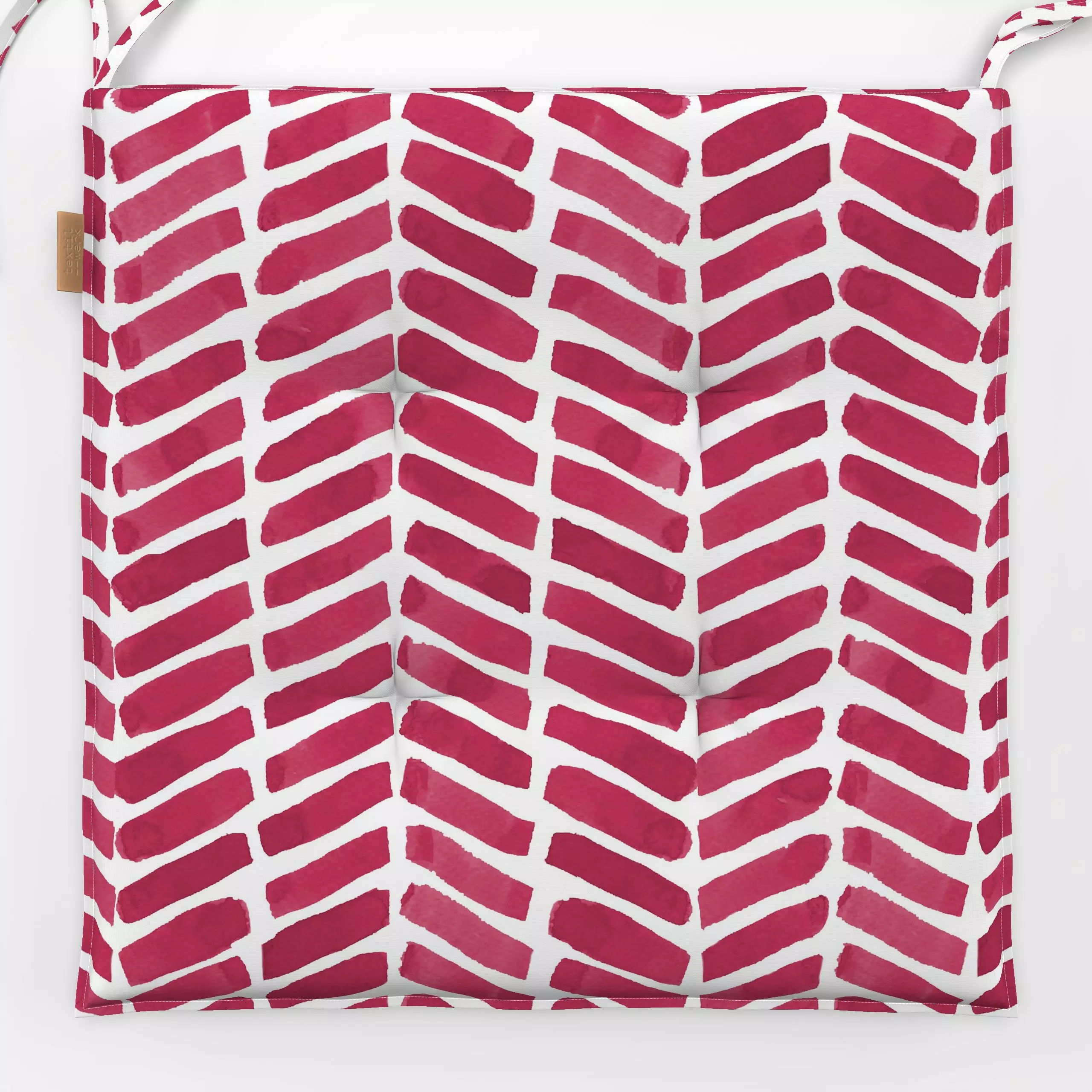 Sitzkissen Chevron Aquarell Viva Magenta - Sommer, Symbole & Muster - von „Mareen Heinz"; Aquarell, Sommer, Zickzack, Chevro...