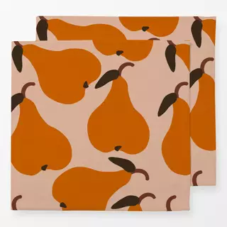 Servietten Große Birnen Orange Auf Beige