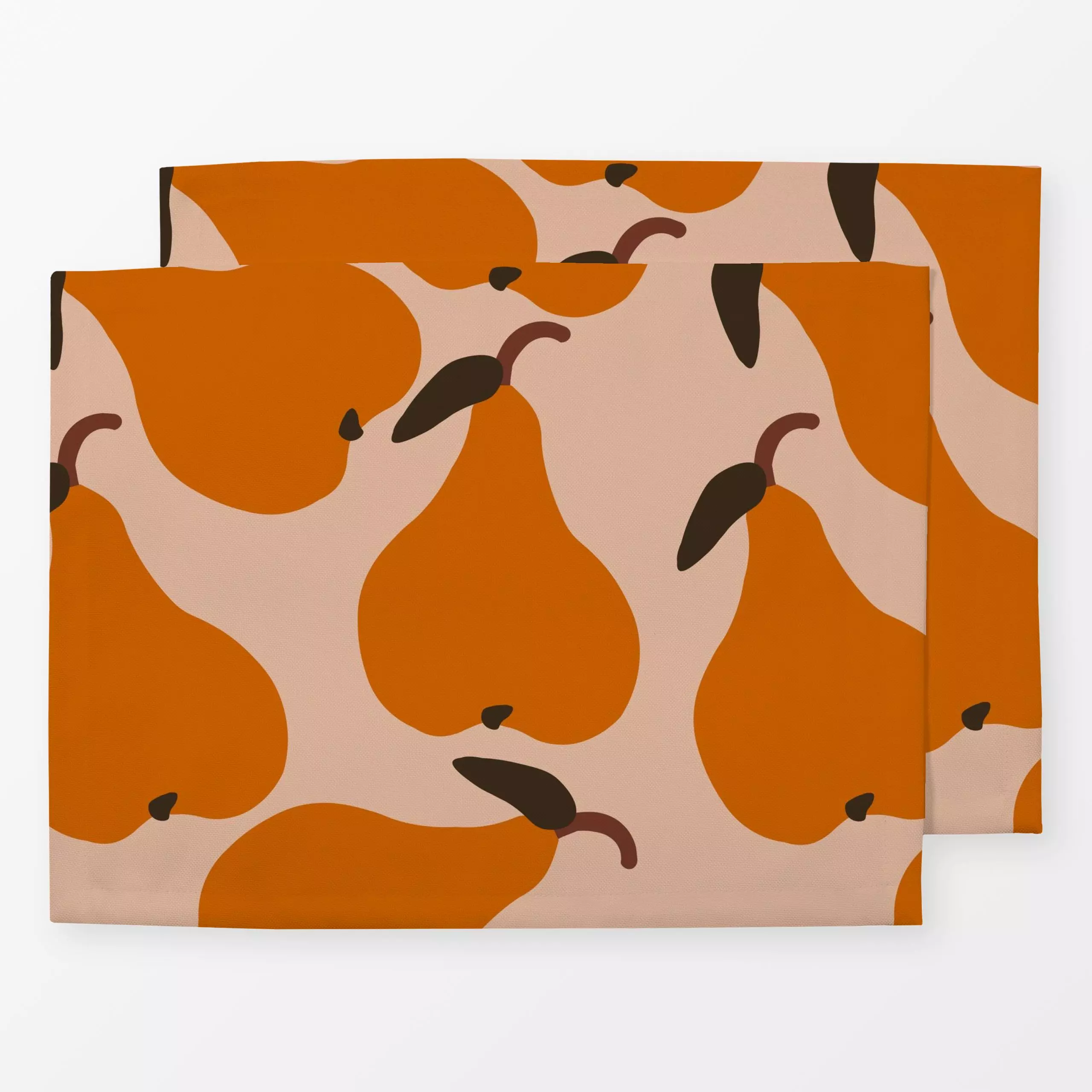 Tischset Große Birnen Orange Auf Beige - Herbst, Sommer, Früchte - von „Alisa Knöß"; Obst, skandinavisch, Birnen, Herbstdeko...