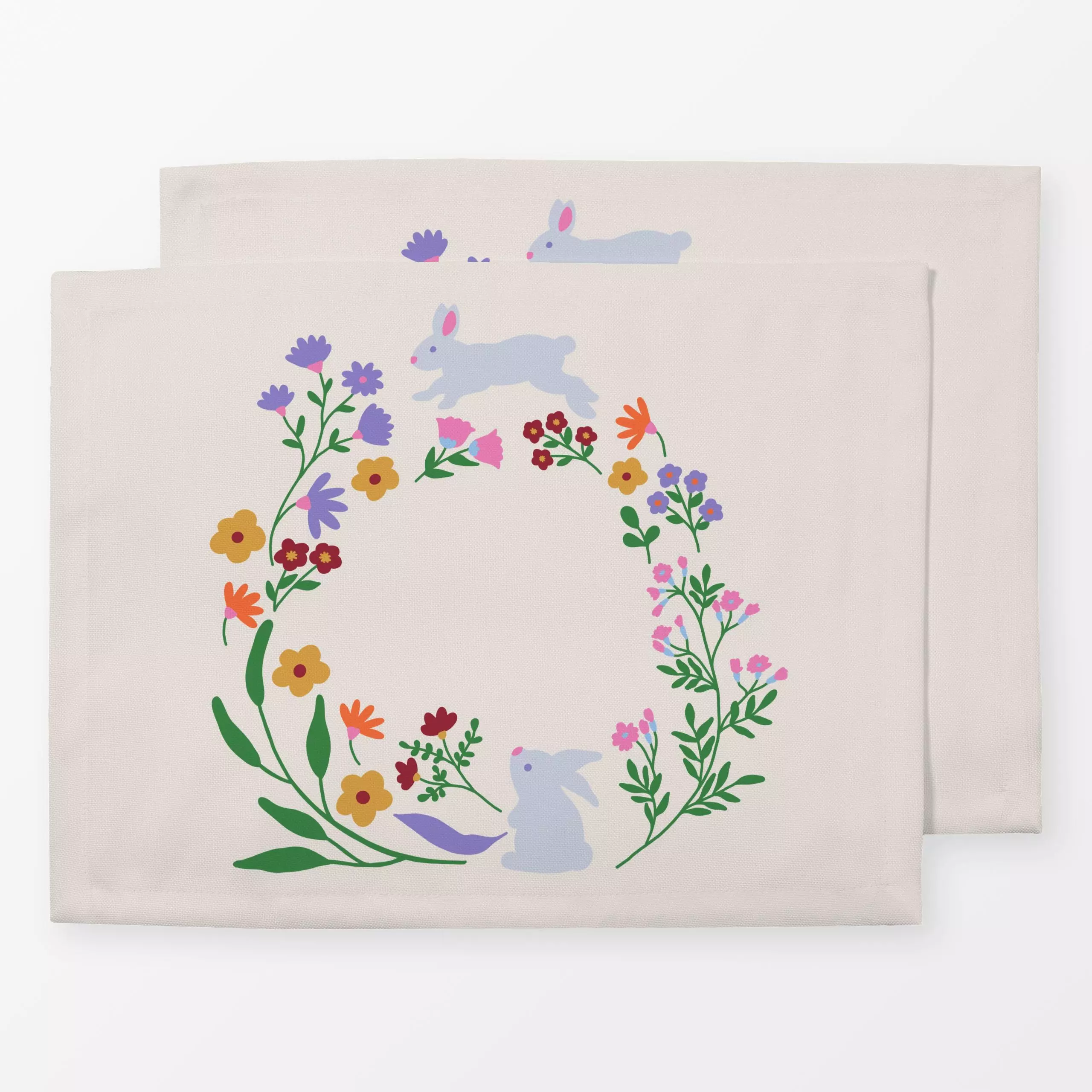 Tischset Kranz Ostern - Blumen & Florales, Frühling - von „textilwerk"; Illustration, skandinavisch, beige, Ostern, minimali...