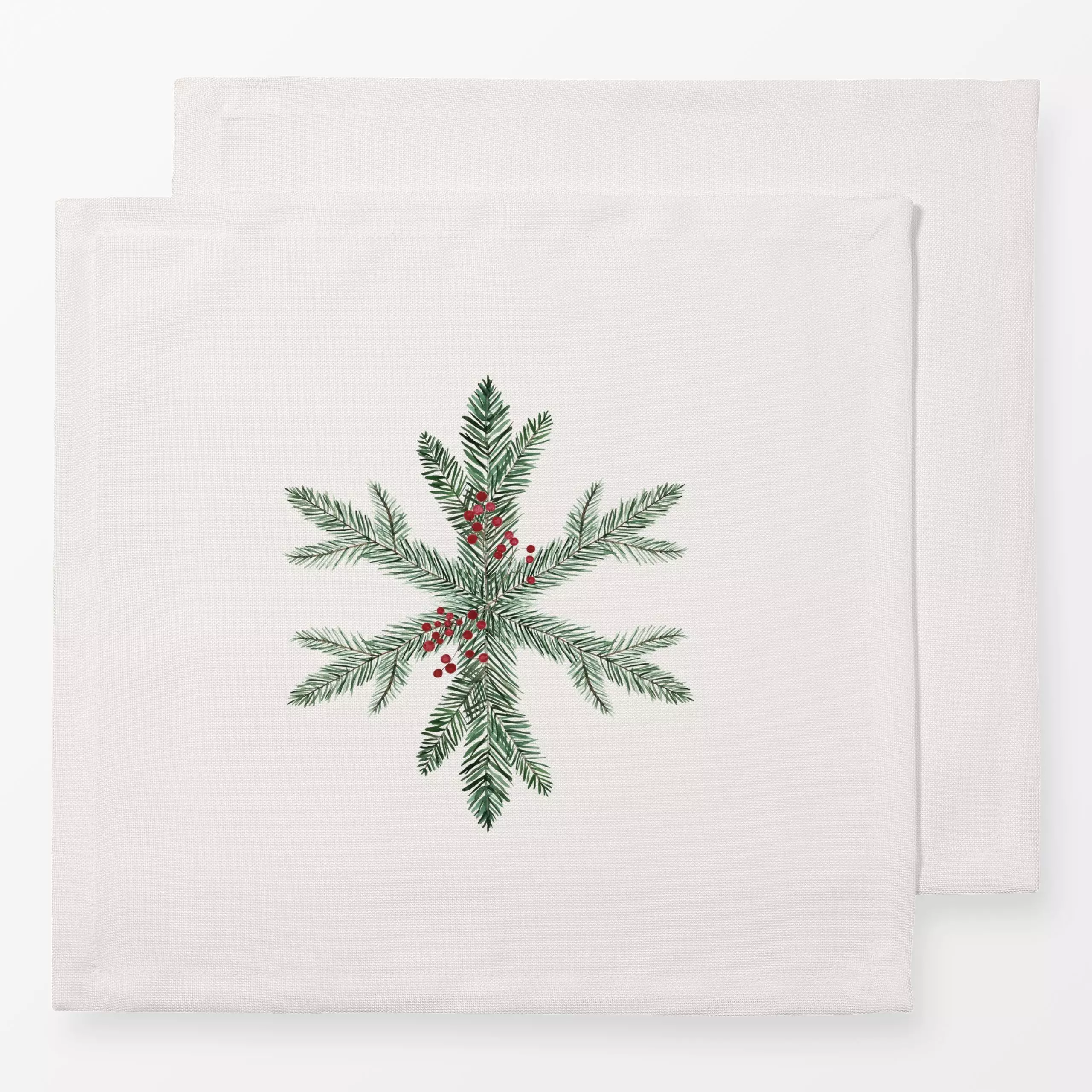 Servietten Snowflake Wreath - Weihnachten, Pflanzen & Botanik - von „Kruth Design"; Weihnachten, Winter, weihnachtlich, Weih...