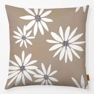 Kissen Brown White Flower Pattern