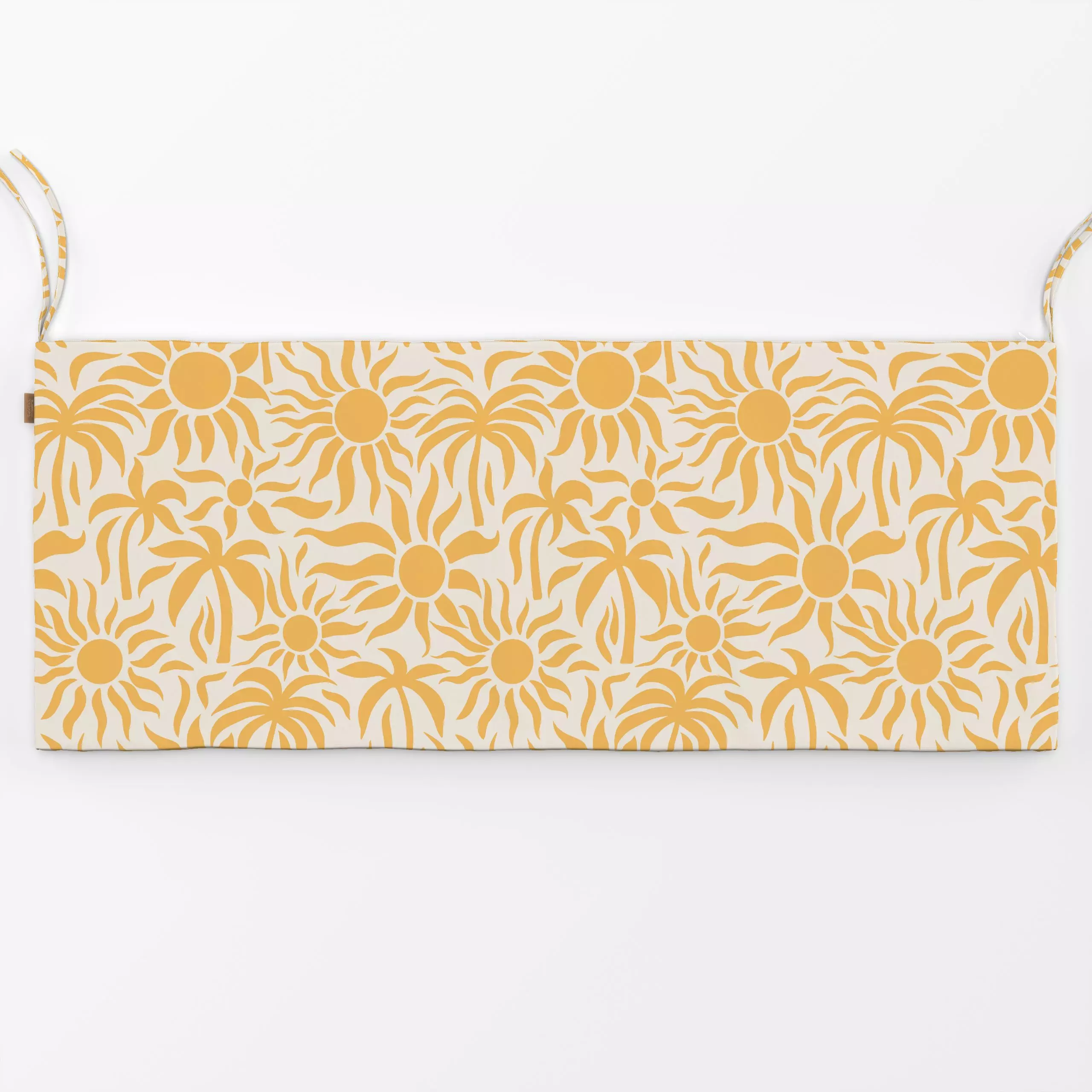 Bankauflage Sonne und Palmen Gelb - Natur & Landschaft, Pflanzen & Botanik - von „Studio Kesse"; Palmen, Strand, Sonne, trop...