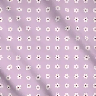 Meterware Blümchen Beige Lila Flieder