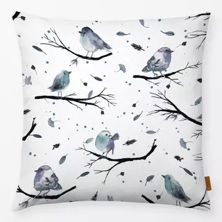 Kissen Winter Bird Branches White