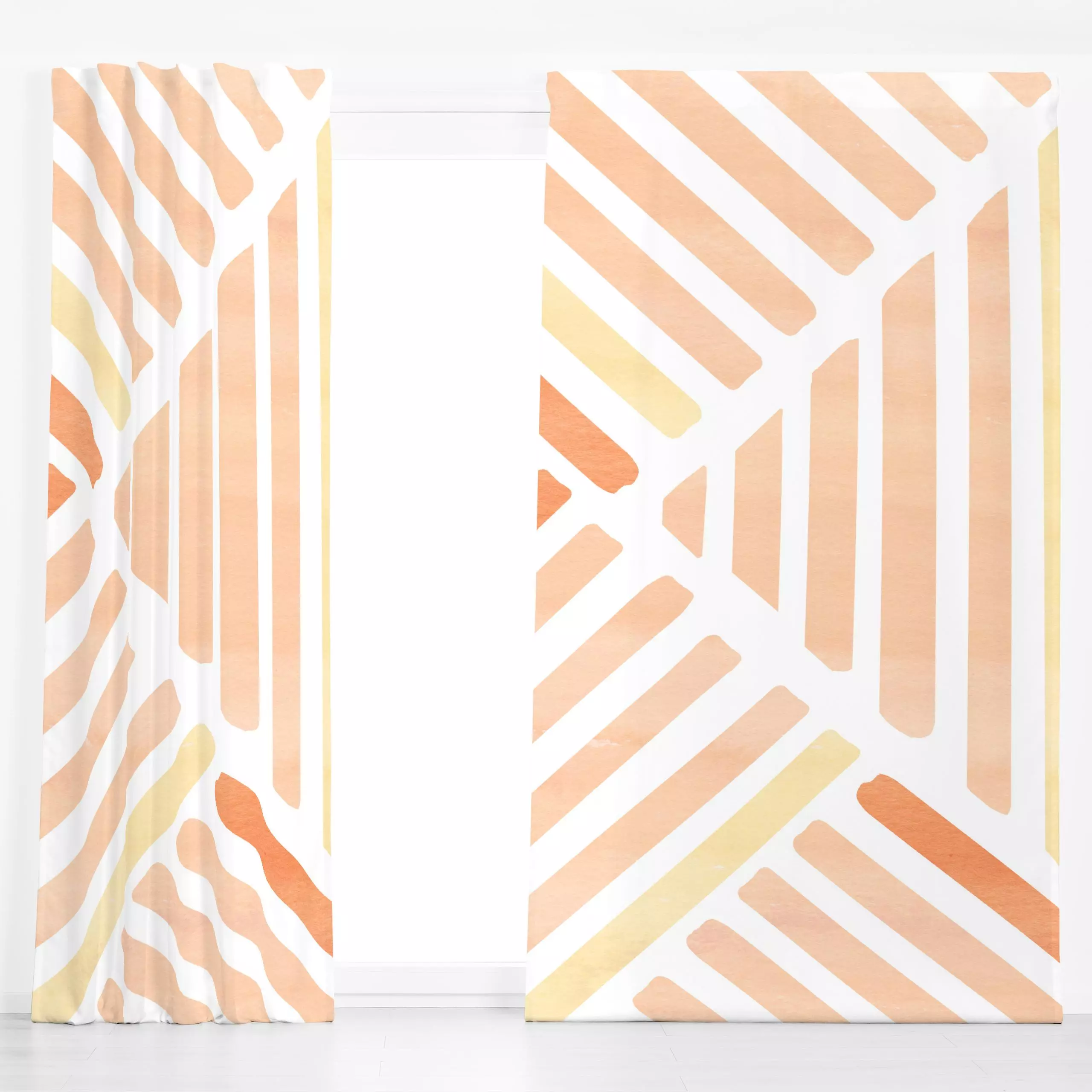 Dekovorhang Watercolor stripes - Symbole & Muster - von „Sisi and Seb"; boho, Wasserfarben, Strauch, abstrakt, Geometrisch, ...