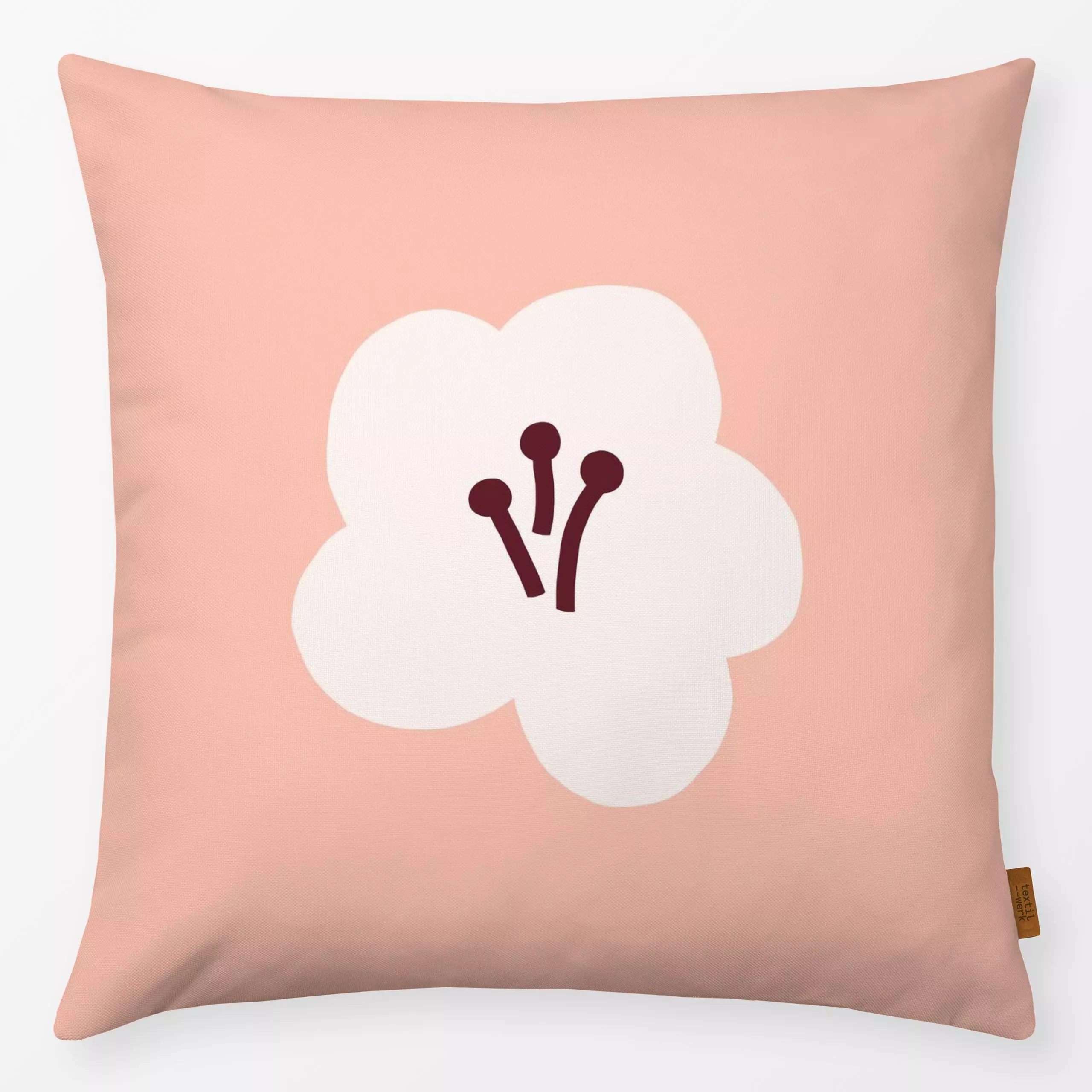 Kissen Blume Rosa Bordeaux - Blumen & Florales, Pflanzen & Botanik, Anlässe - von „Maren Gross "; minimal, abstrakt, Blüten,...