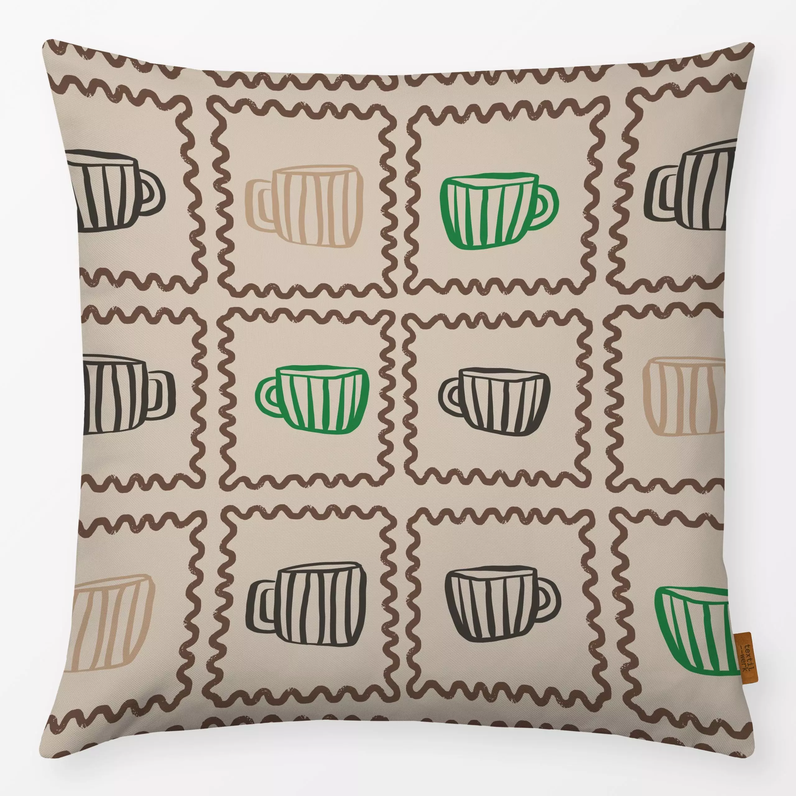 Kissen Tassen Wellen Allover - Küche, Essen & Trinken - von „Kruth Design"; Kaffee, Herbstdeko, Tasse, Coffee, Tassen, kruth...